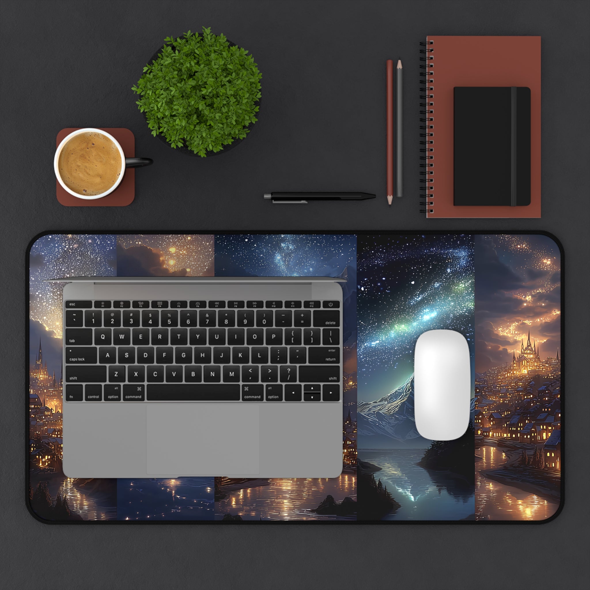 Scenes of Velaris Desk Mat | Fantasy Starry City Nightscape Gaming Mouse Pad Bookish Desk Decor