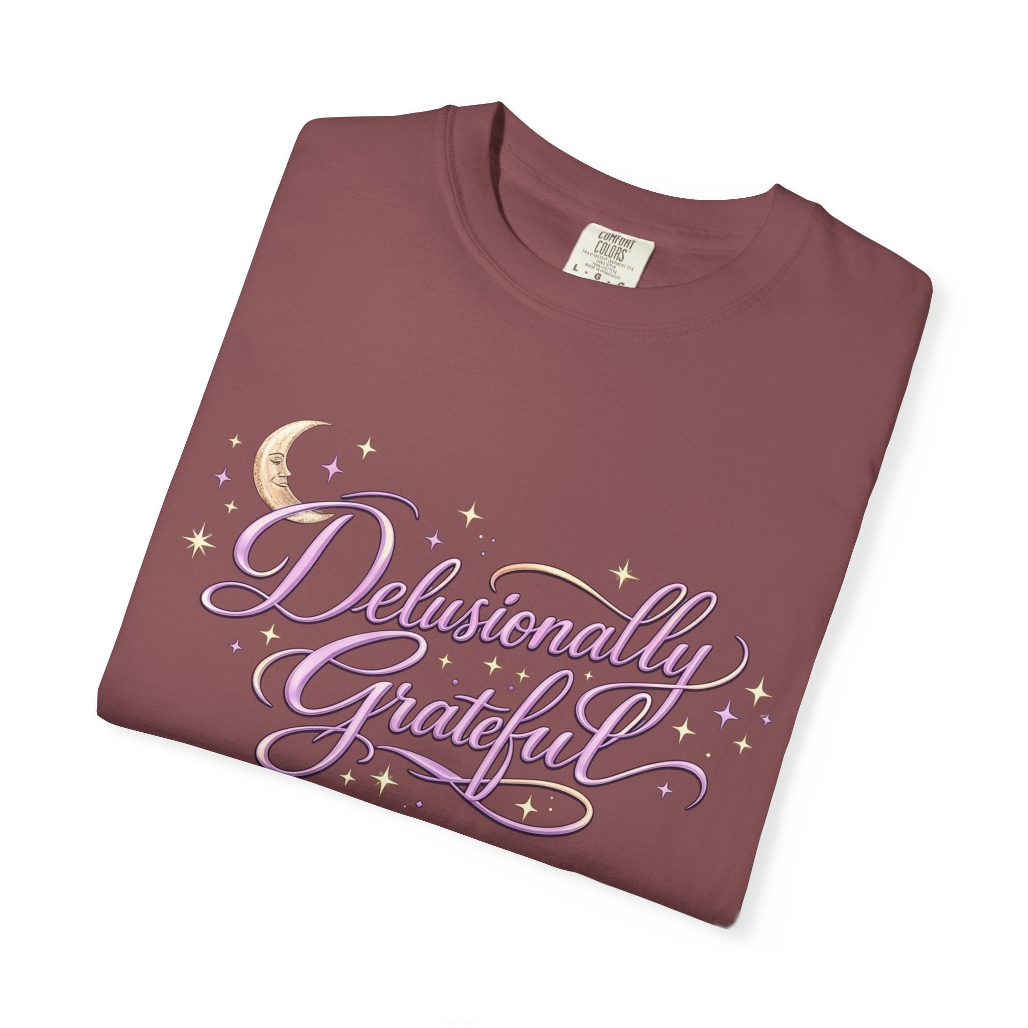 Delusionally Grateful Shirt – Soft Comfort Colors Tee, Positive Mindset Gift for Women