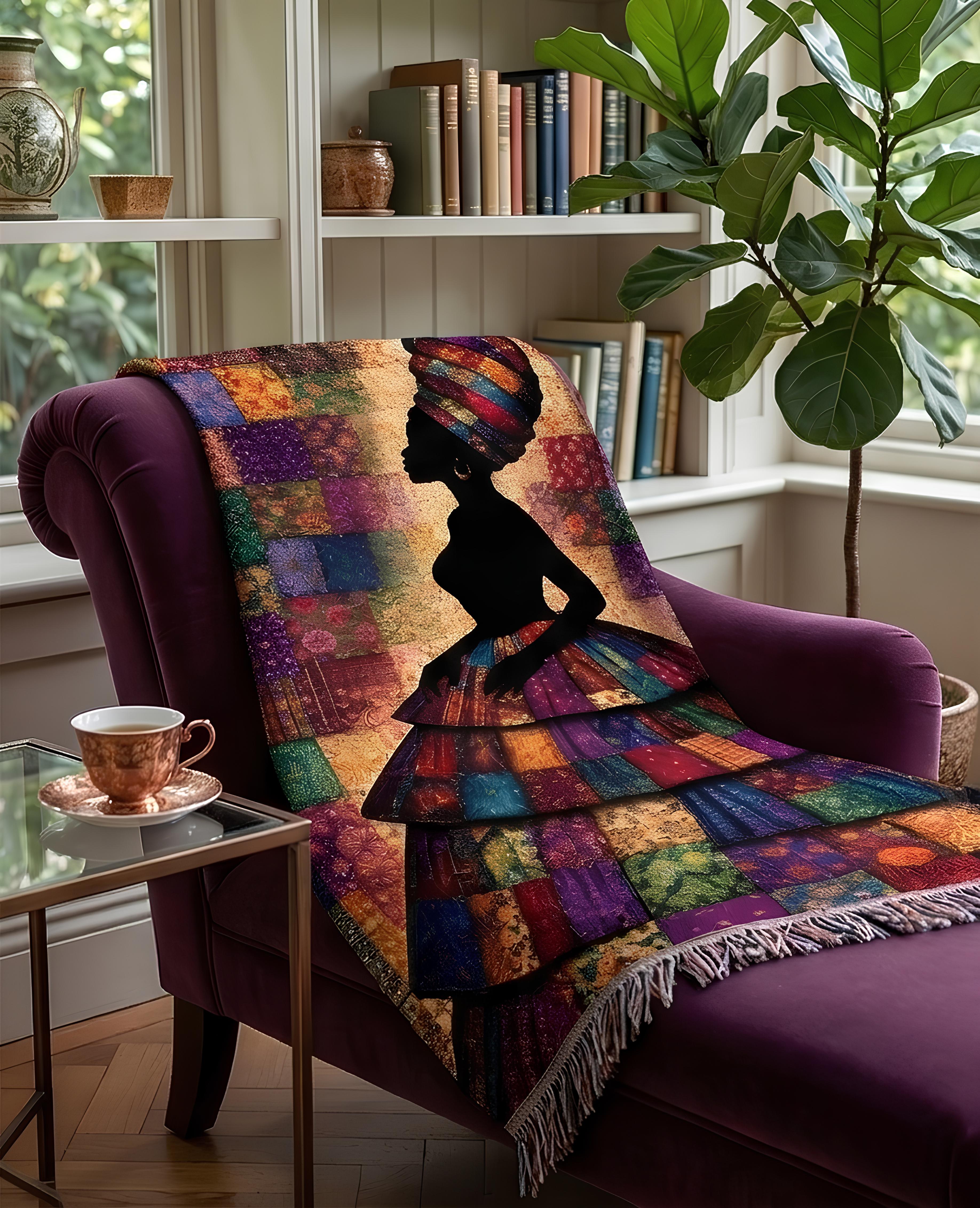 decorative woven blanket for apartment living room, premium art inspired couch throw, woven cotton art piece for home decor