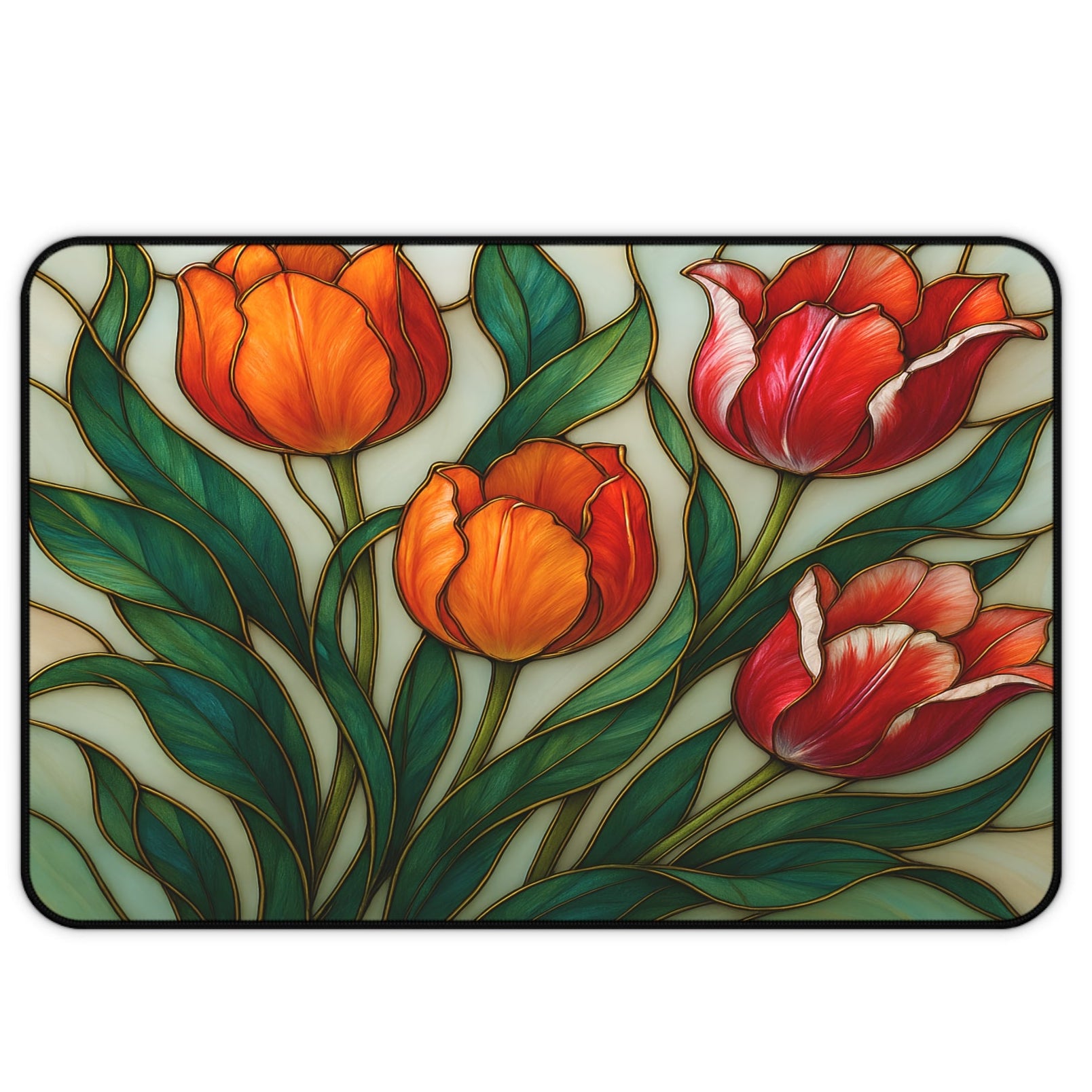 artistic wildflower mouse pad, oversized gaming desk mat floral design