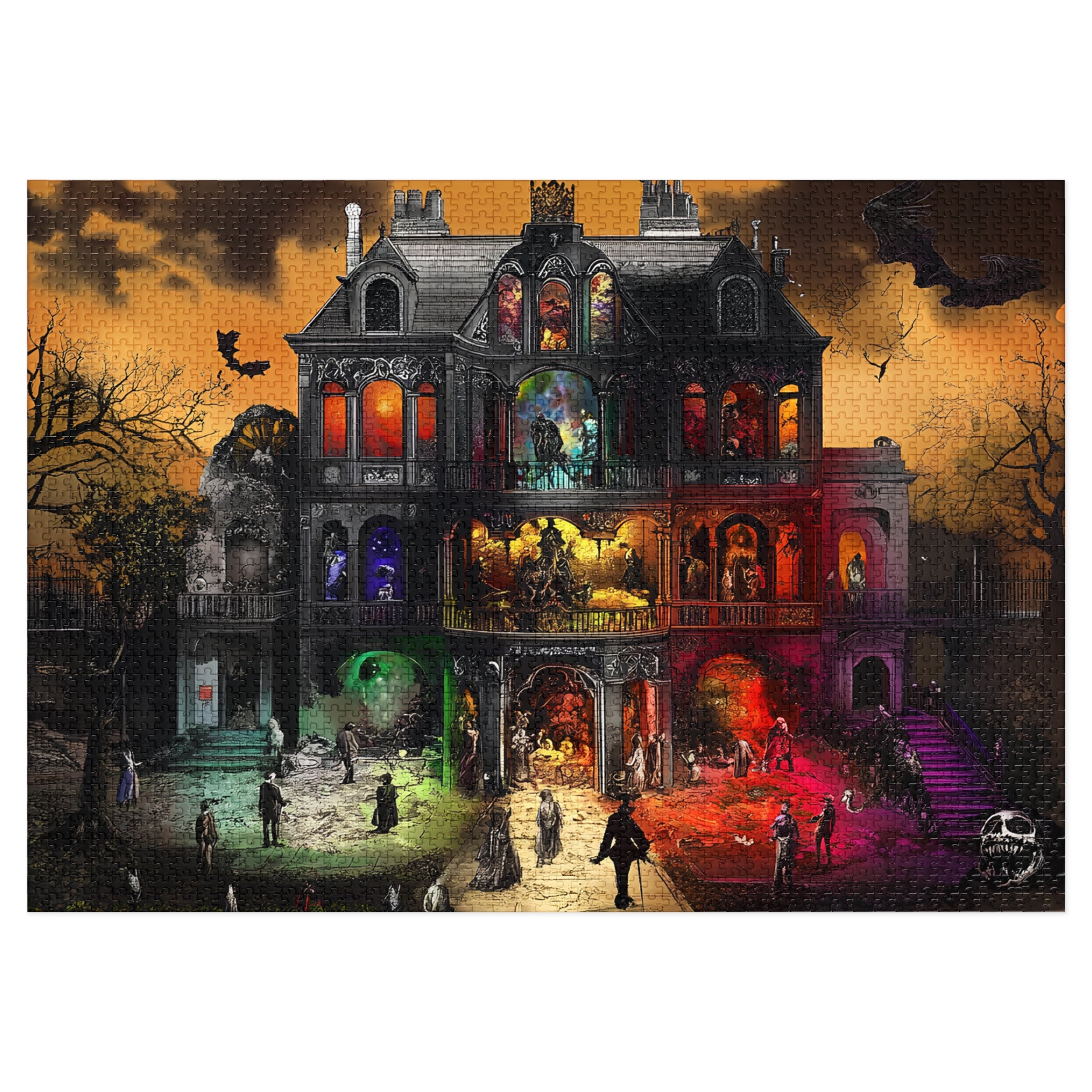 Edgar Allan Poe Gothic Haunted Mansion Puzzle | Spooky Victorian Macabre Art Jigsaw for Adults