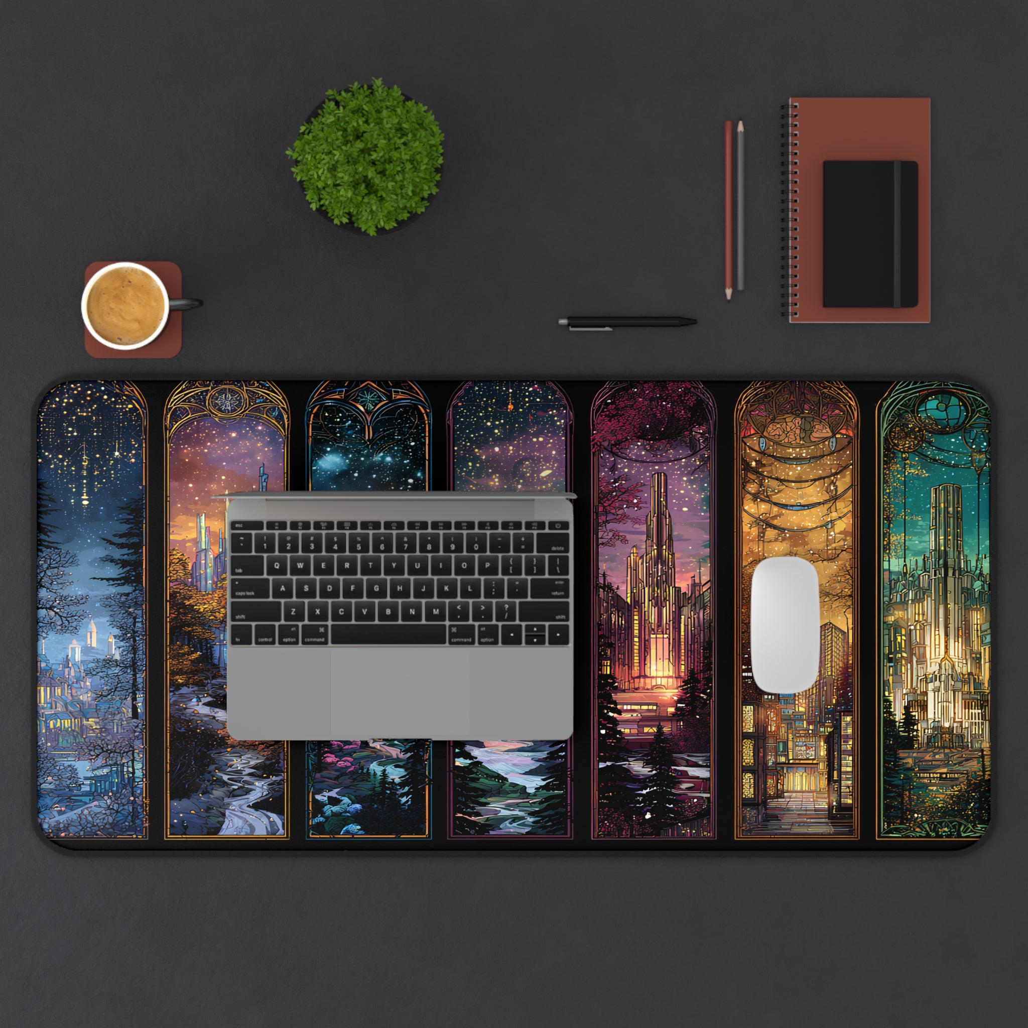 Scenes of Throne Fantasy Desk Mat | Book Lover Mouse Pad | Cozy Book Nook Gift | Aesthetic Office Decor for Readers
