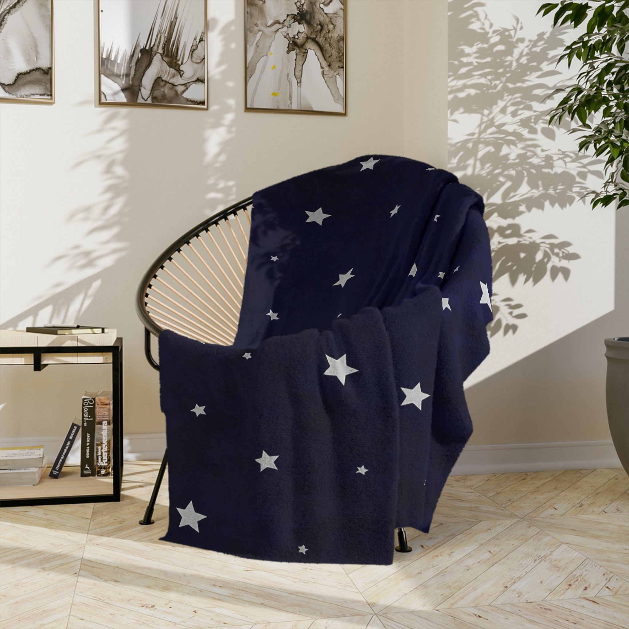 Starry Night Sky Microfiber Blanket | Cozy Navy Celestial Throw for Bedroom or Reading Nook