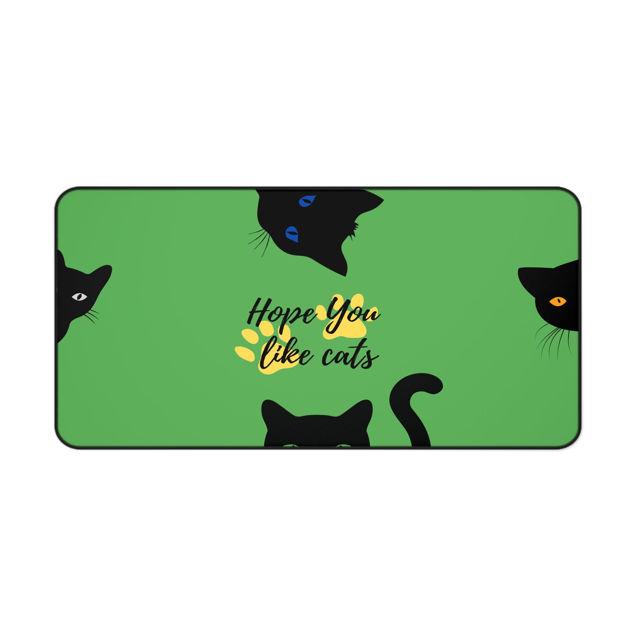 kawaii green desk accessory with cats for students and gamers