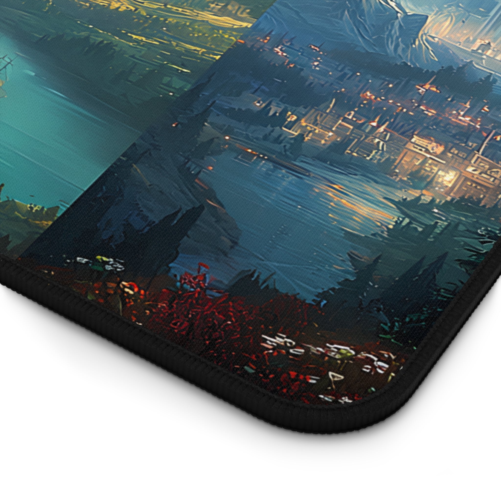 Scenes of Terrasen Desk Mat | Fantasy Castle Landscape Gaming Mouse Pad, Bookish Office Decor Gift