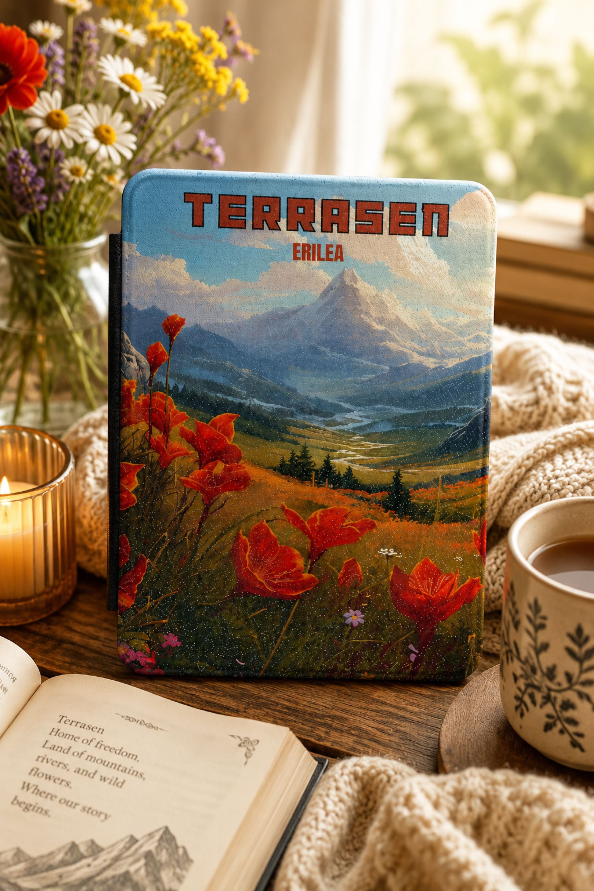 Throne of Glass Terrasen Kindle Paperwhite Colorsoft Case Terrasen Vintage Travel Poster