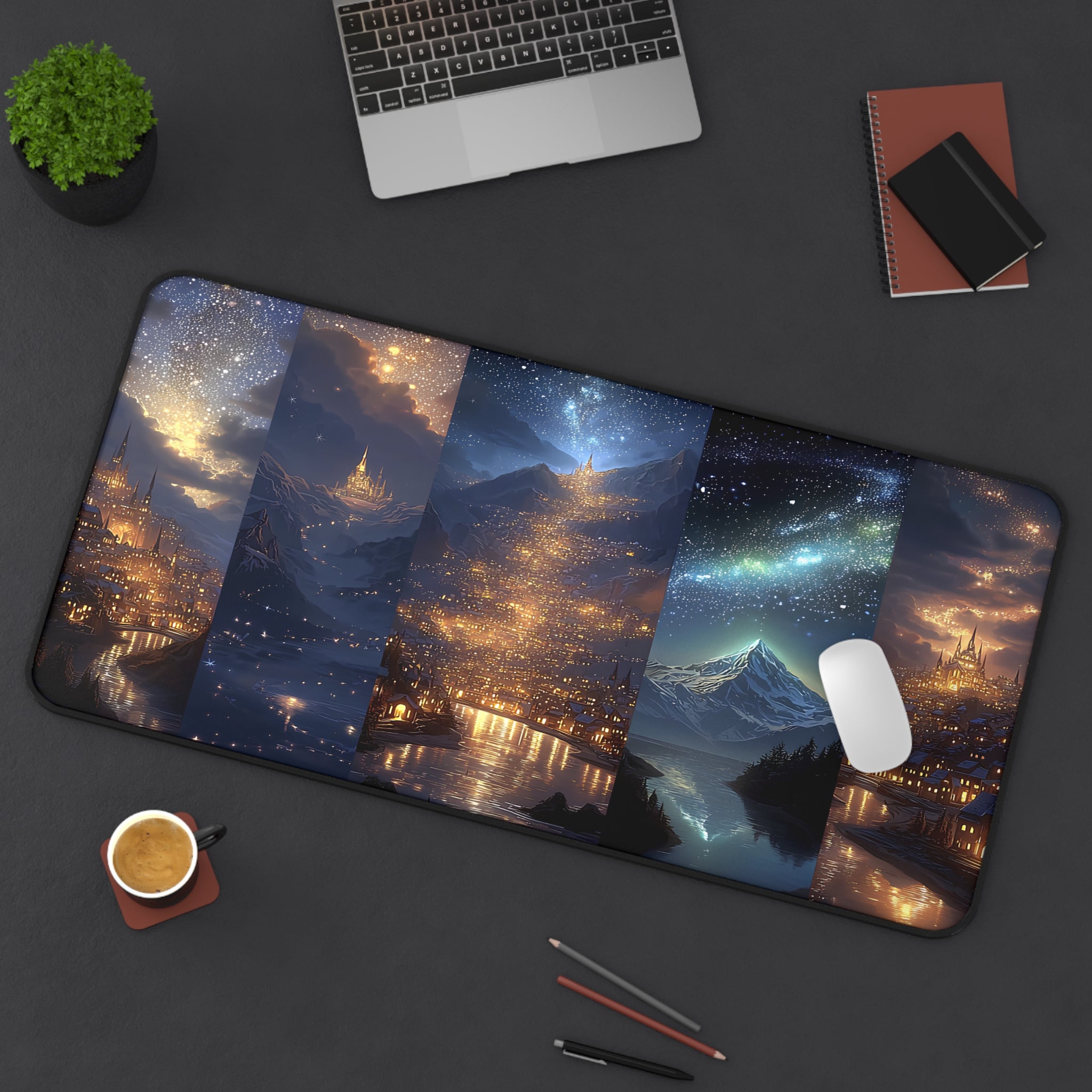 Scenes of Velaris Desk Mat | Fantasy Starry City Nightscape Gaming Mouse Pad Bookish Desk Decor
