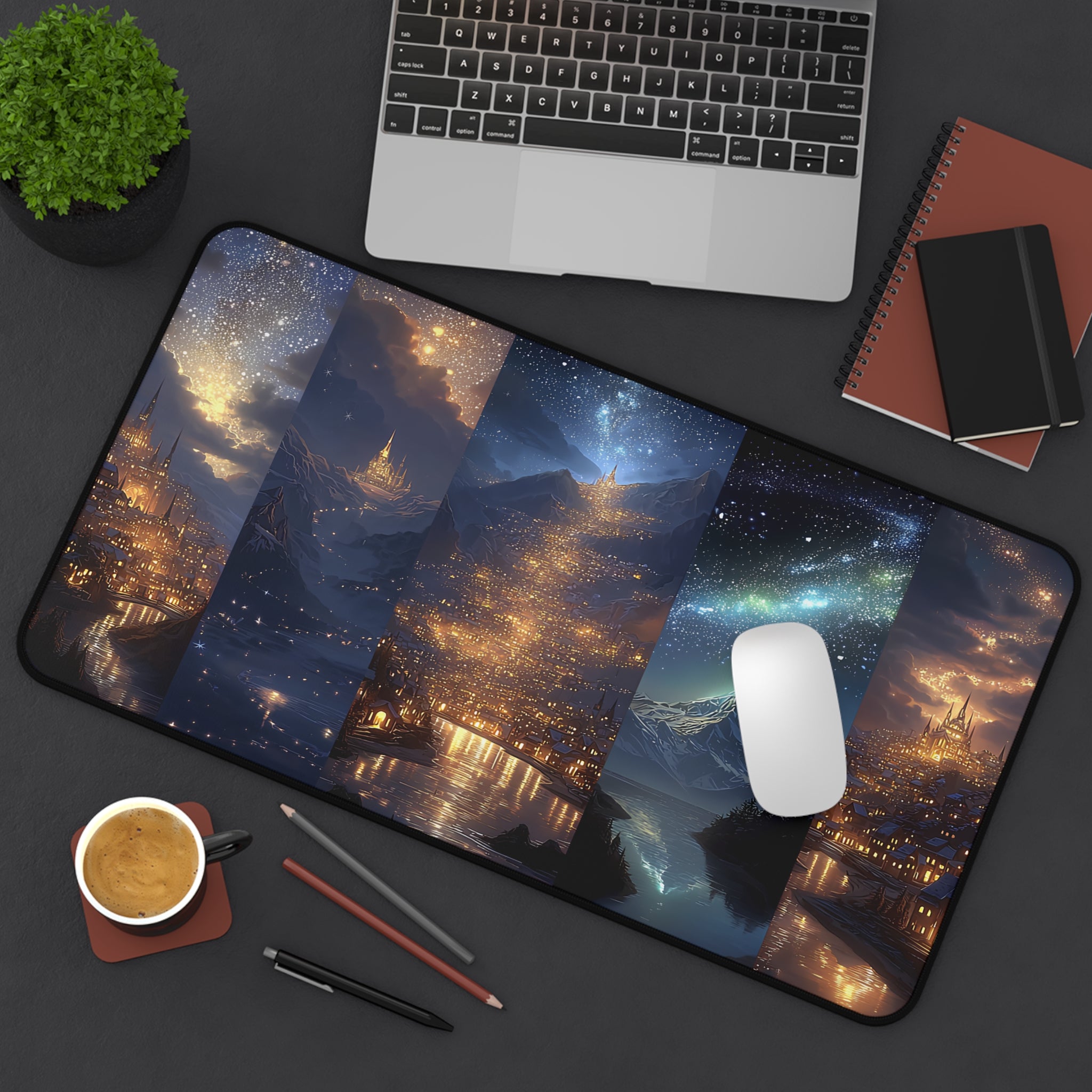 Scenes of Velaris Desk Mat | Fantasy Starry City Nightscape Gaming Mouse Pad Bookish Desk Decor