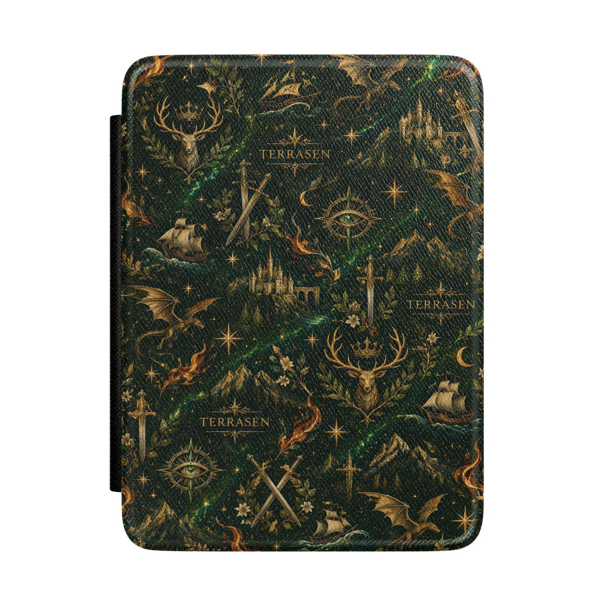 Terrasen Kindle Case Dark Green Fantasy E-reader Cover