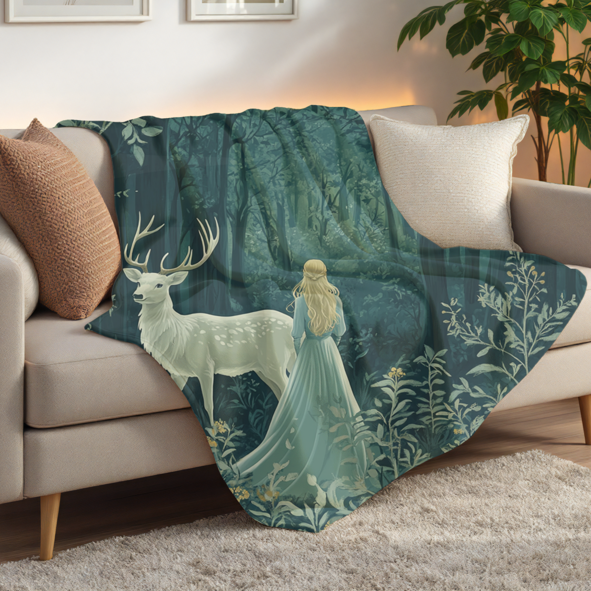 Enchanted Forest Blanket Cozy Fairytale Throw for Readers & Book Lovers | Fantasy Woodland Home Gift