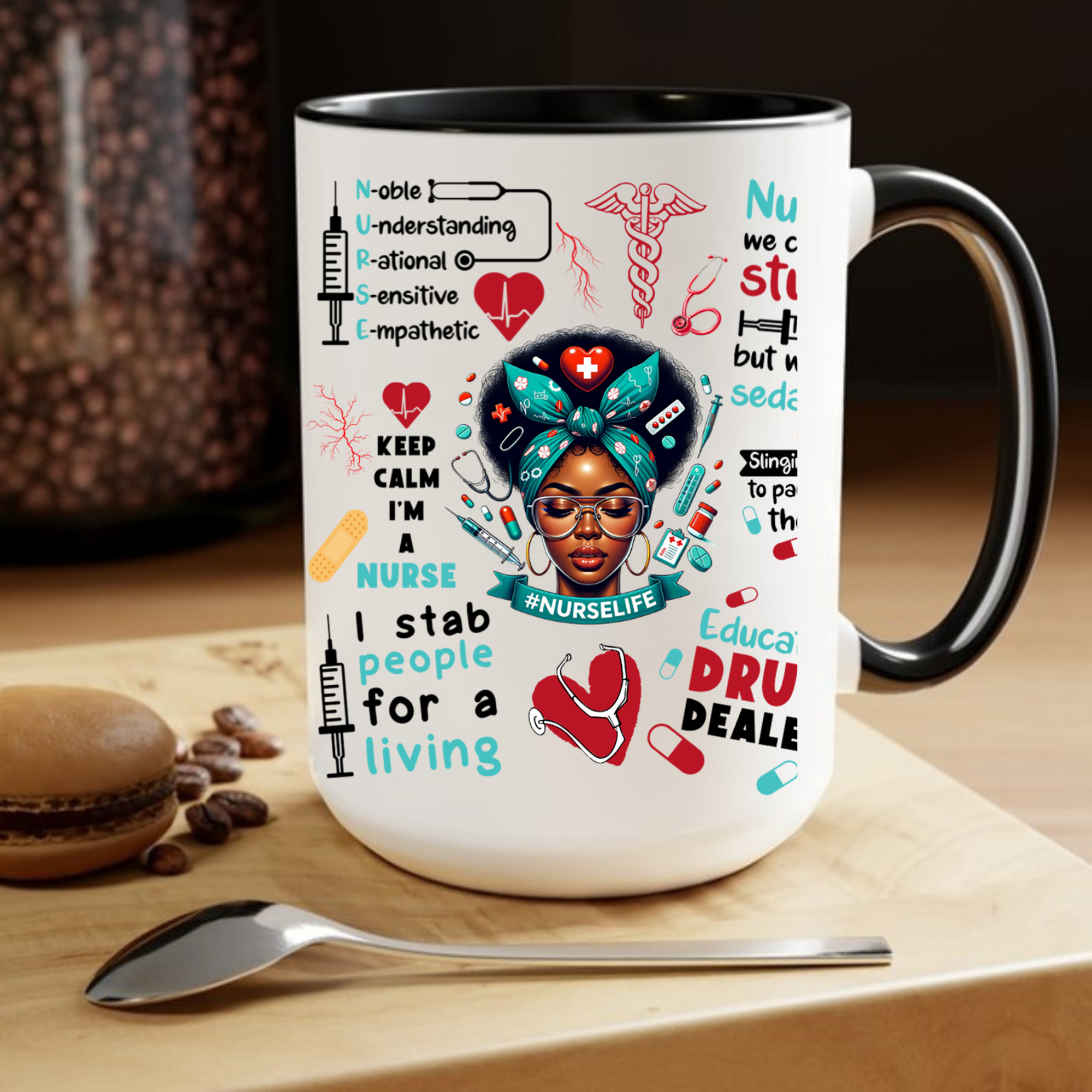 Funny Nurse Life 11 and 15oz Coffee Mug Medical Humor Gift for RN LPN CNA Students & Healthcare Workers