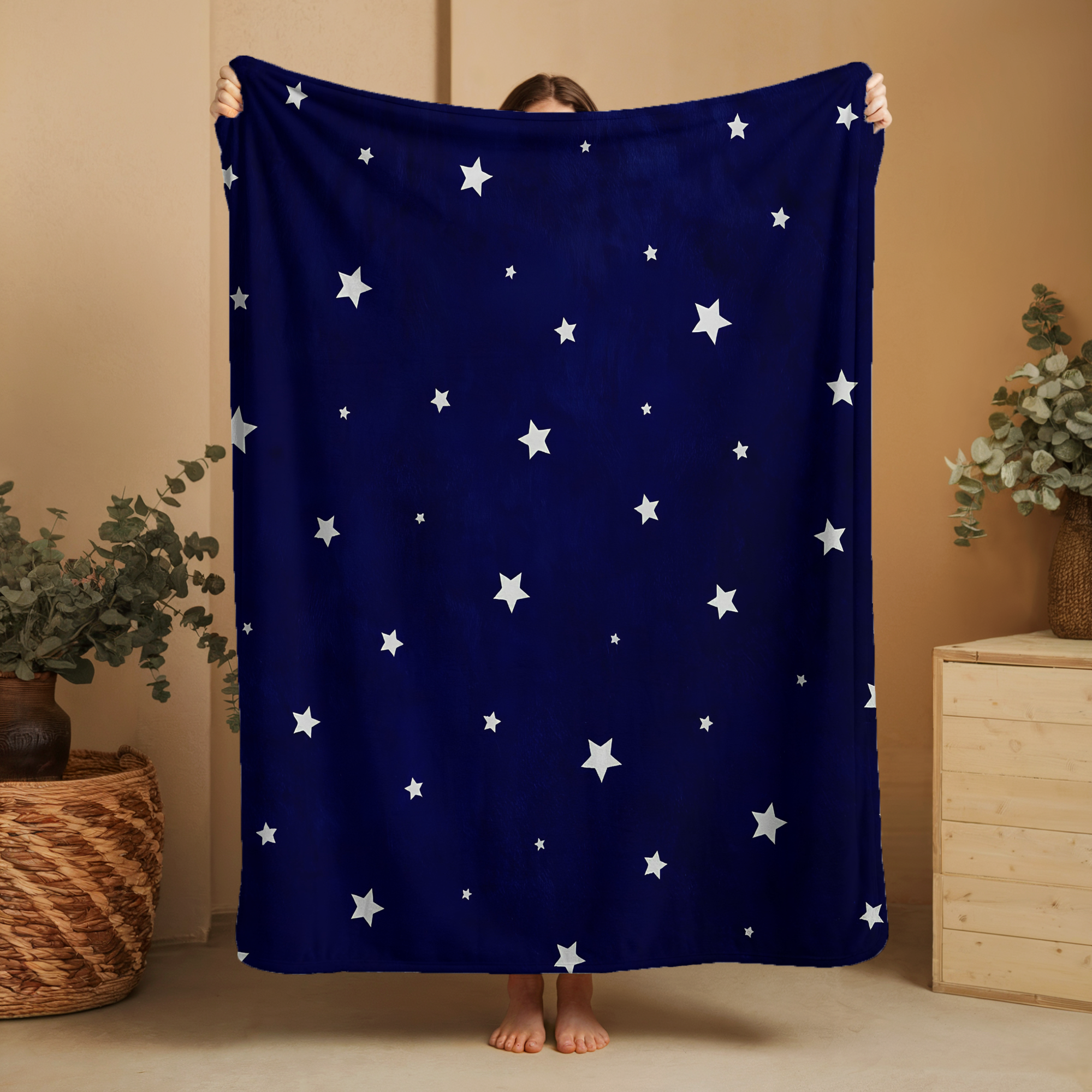 Starry Night Sky Microfiber Blanket | Cozy Navy Celestial Throw for Bedroom or Reading Nook