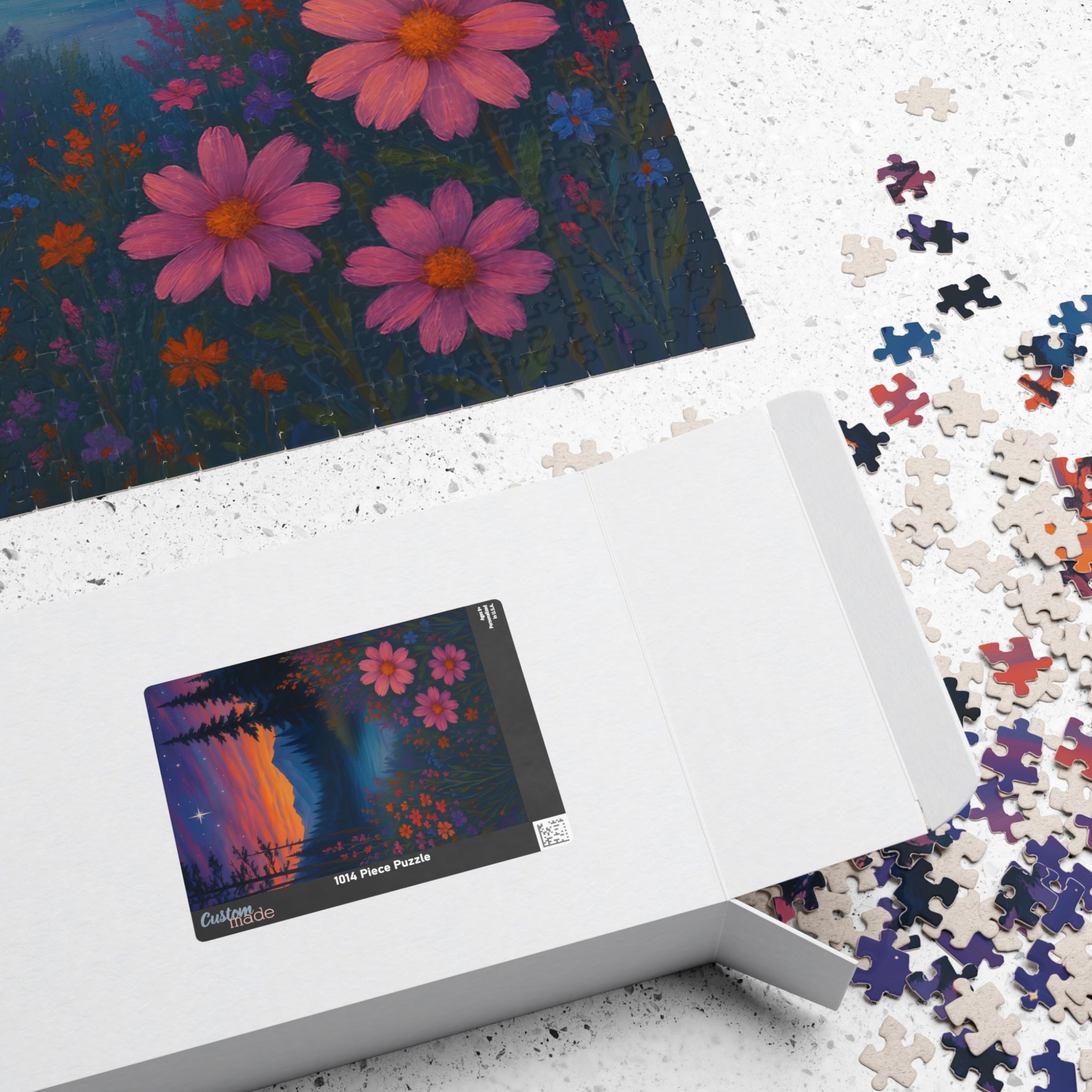 Colorful Wildflower Mountain Sunset Puzzle | Scenic Nature Jigsaw Gift for Adults & Home Decor
