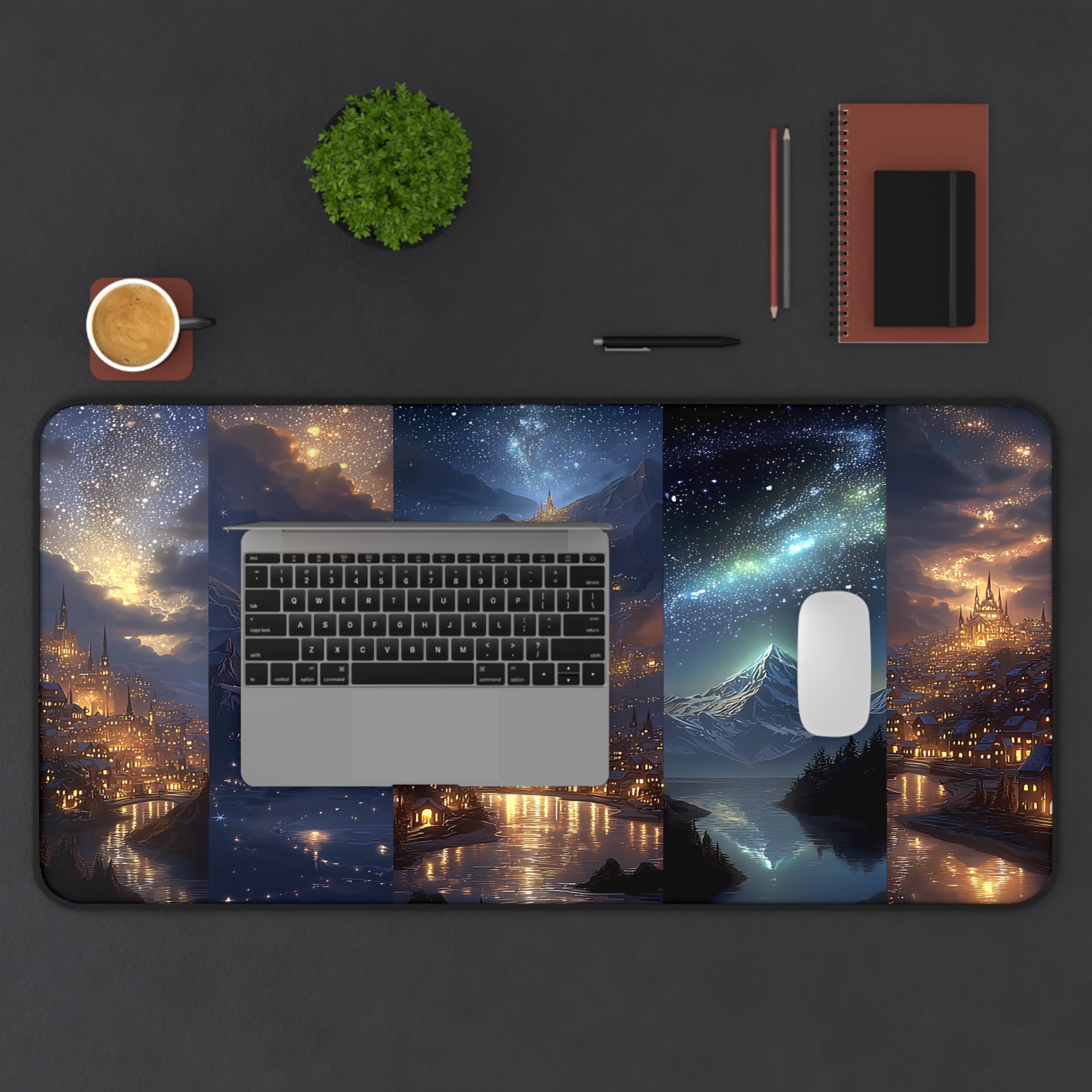 Scenes of Velaris Desk Mat | Fantasy Starry City Nightscape Gaming Mouse Pad Bookish Desk Decor
