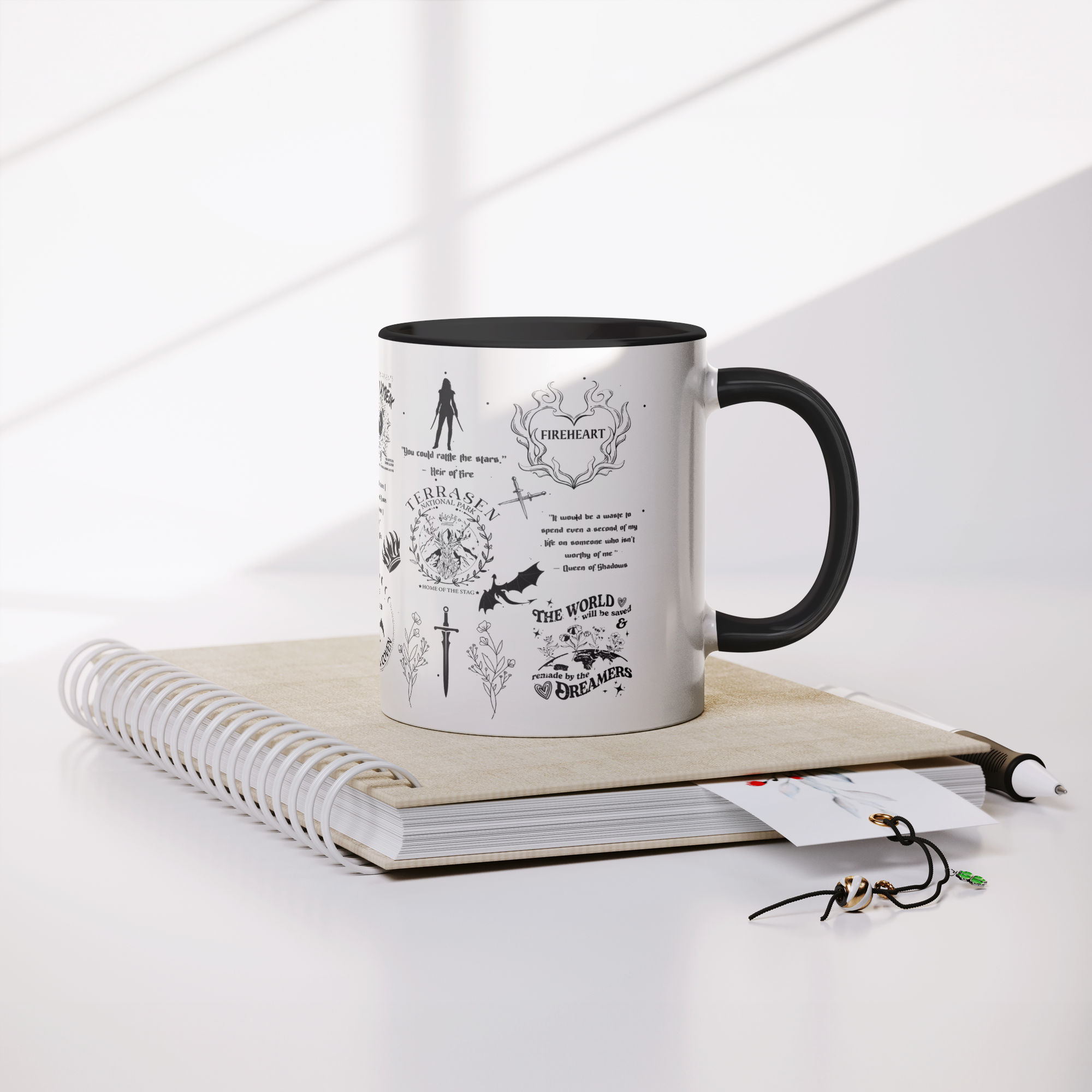 TOG Chaos Mug 15oz blk accent | Throne of Glass Mug for Book Lovers | Aelin Galathynius Fantasy Gift