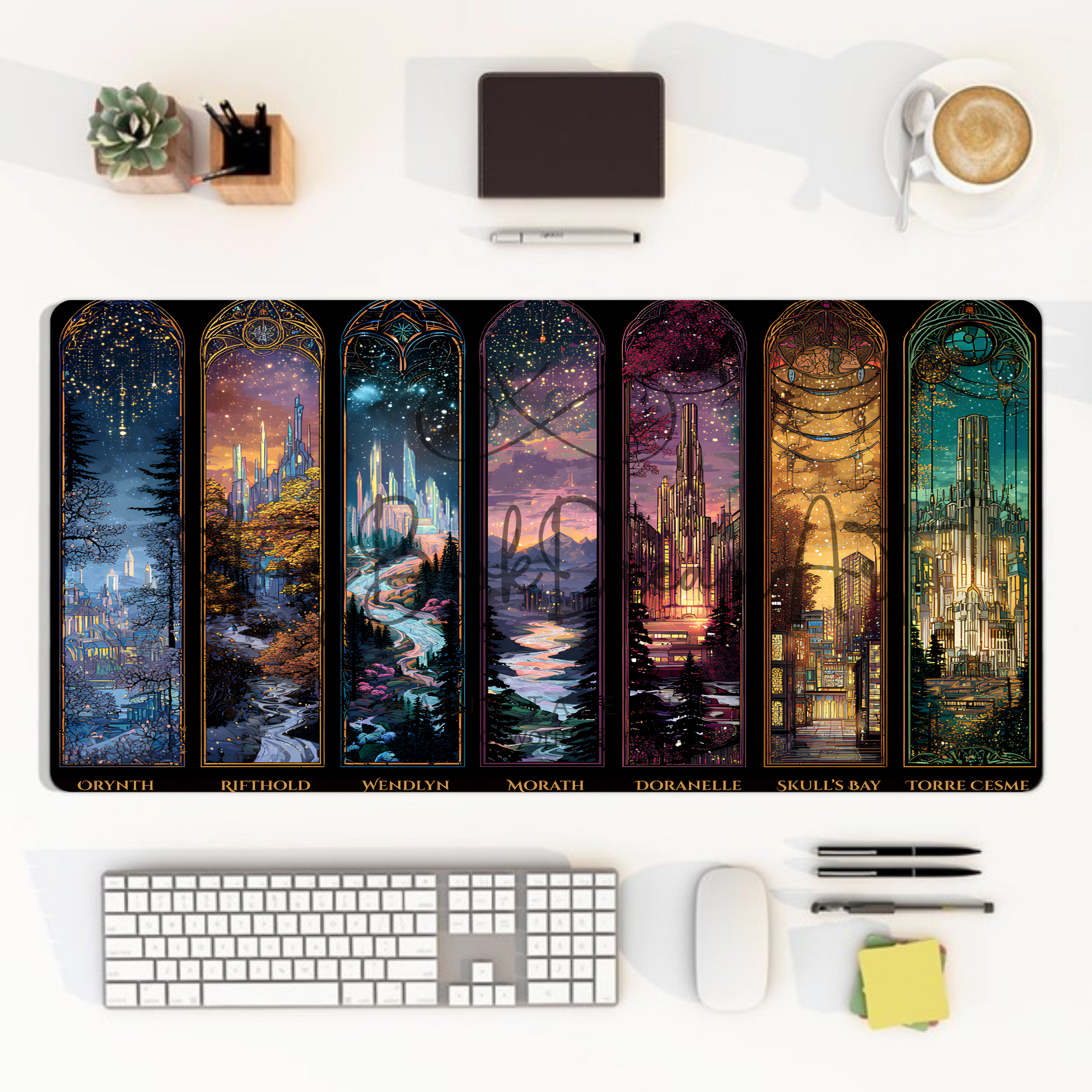 Scenes of Throne Fantasy Desk Mat | Book Lover Mouse Pad | Cozy Book Nook Gift | Aesthetic Office Decor for Readers