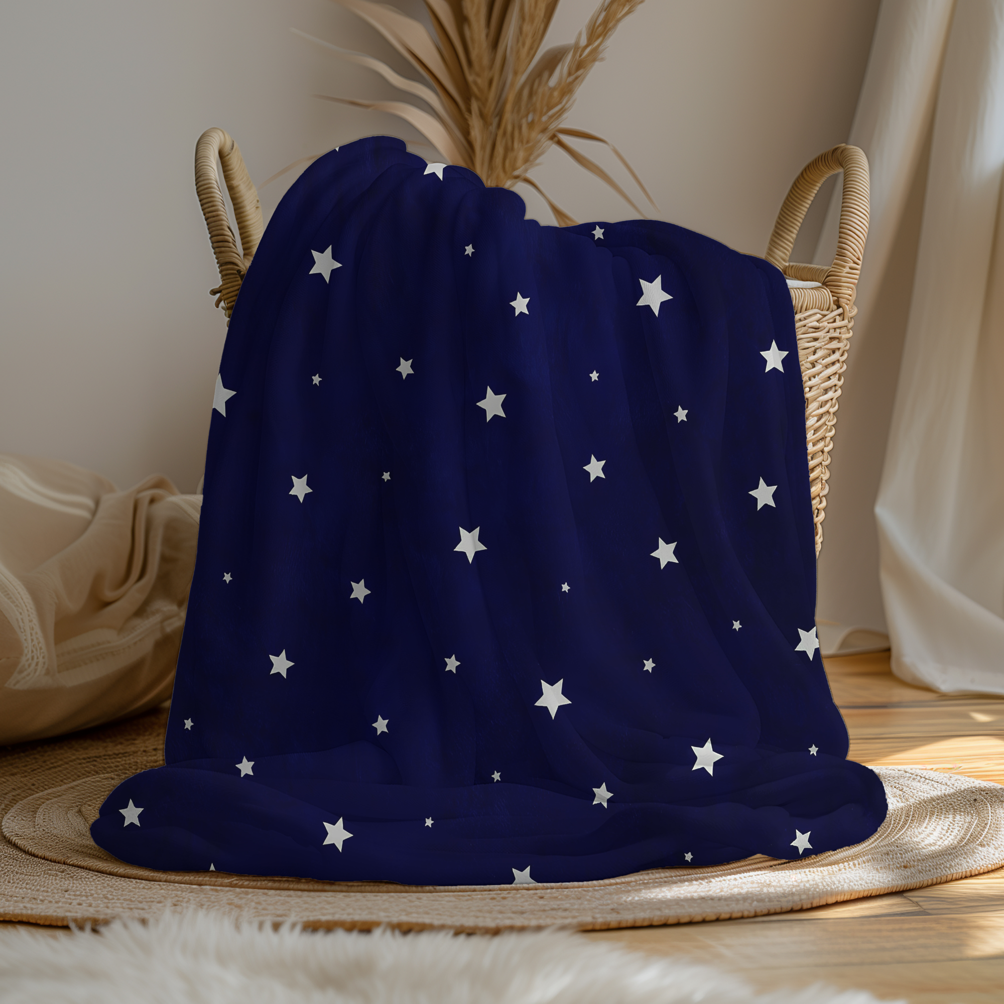 Starry Night Sky Microfiber Blanket | Cozy Navy Celestial Throw for Bedroom or Reading Nook