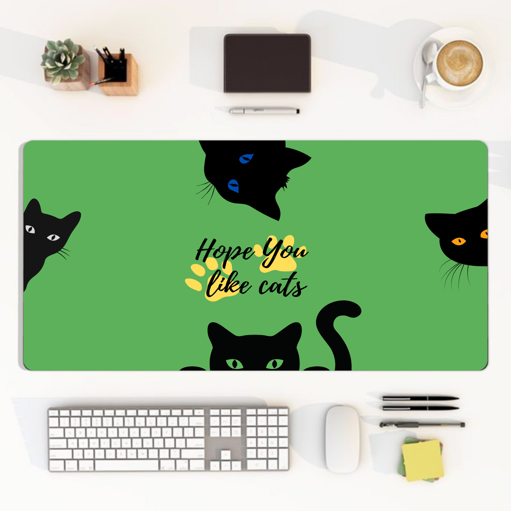 Cat Lovers Desk Mat Large Black Cat Gaming Mouse Pad | Cute Office & Home Computer Accessory Gift