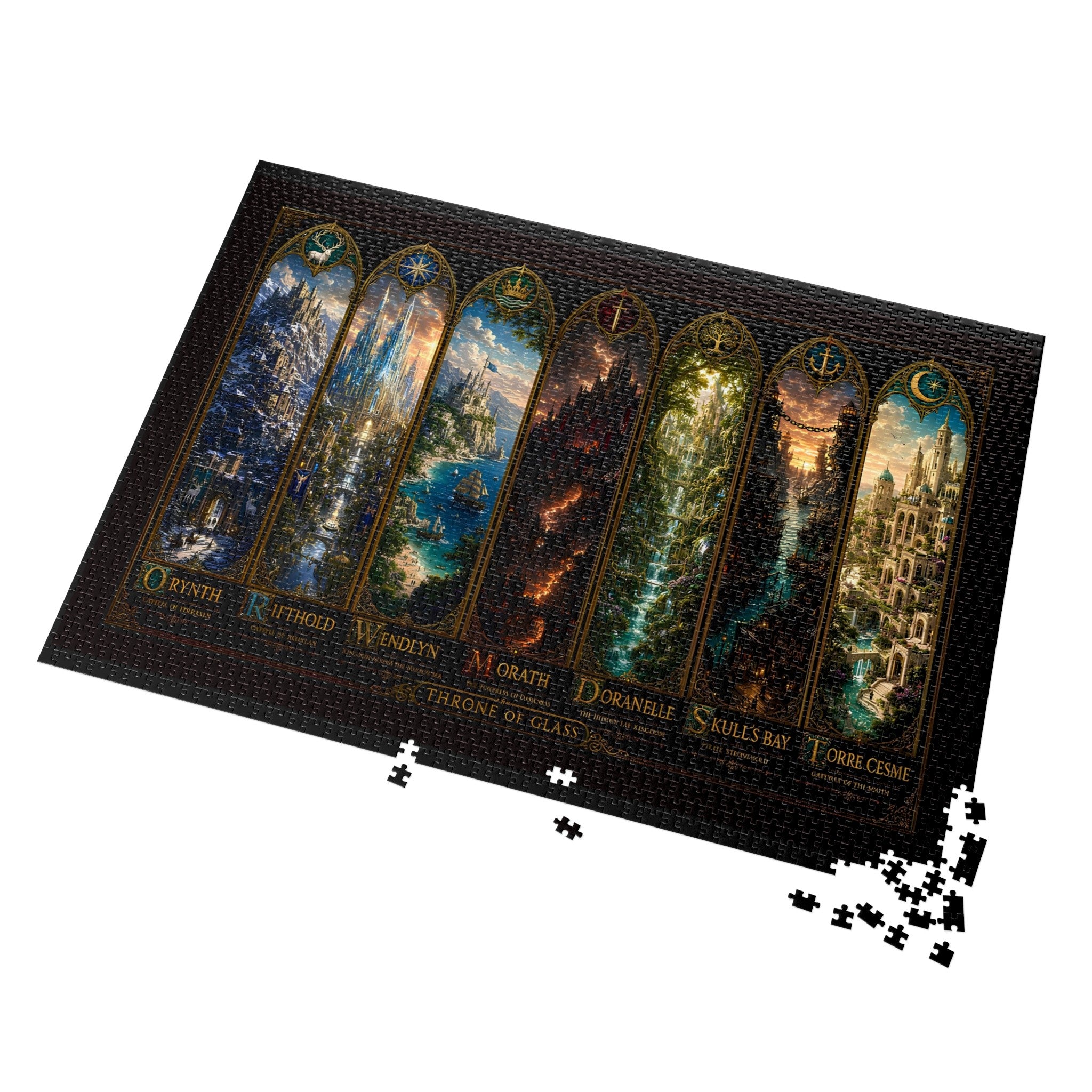 Throne of Glass Fantasy Cities Puzzle | Cozy Bookish Decor Gift for Readers