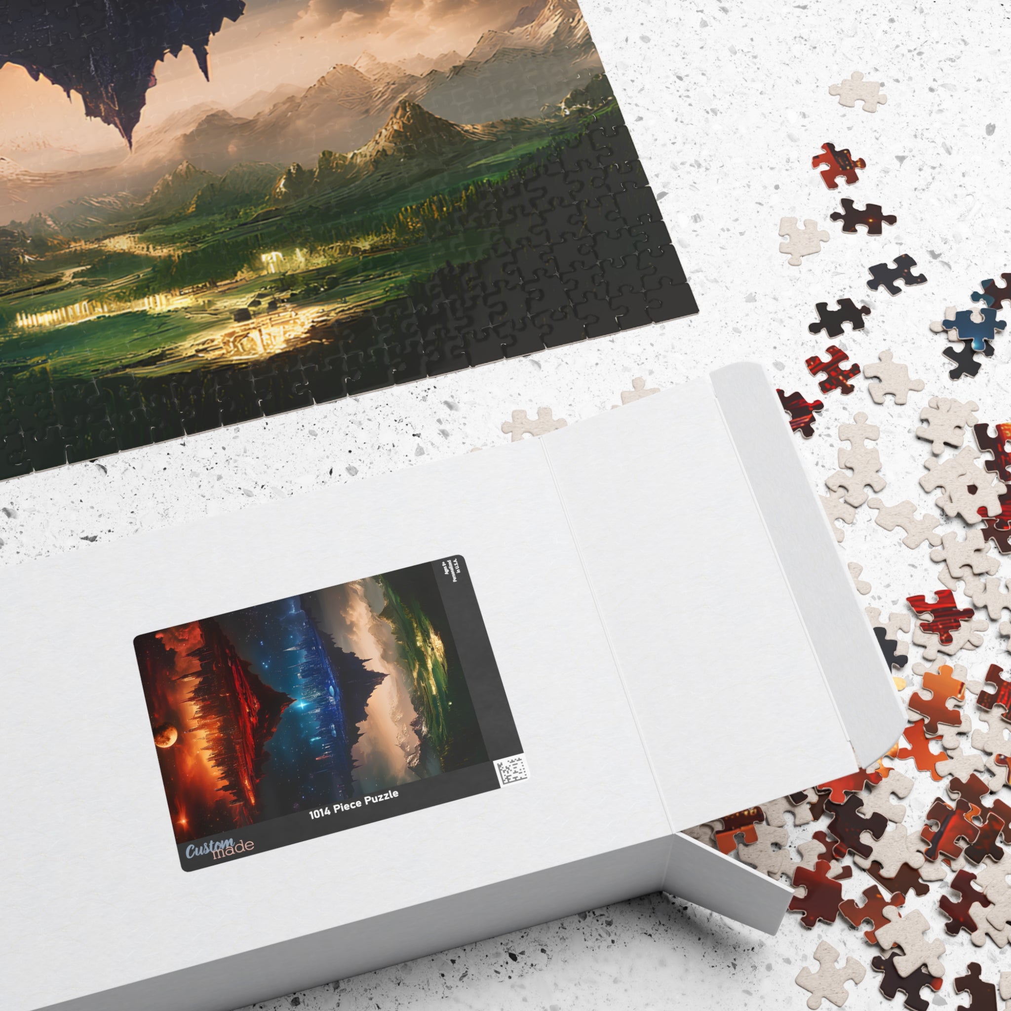 Floating Fantasy Worlds Jigsaw Puzzle Surreal Sky City & Mountain Landscape Art for Adults