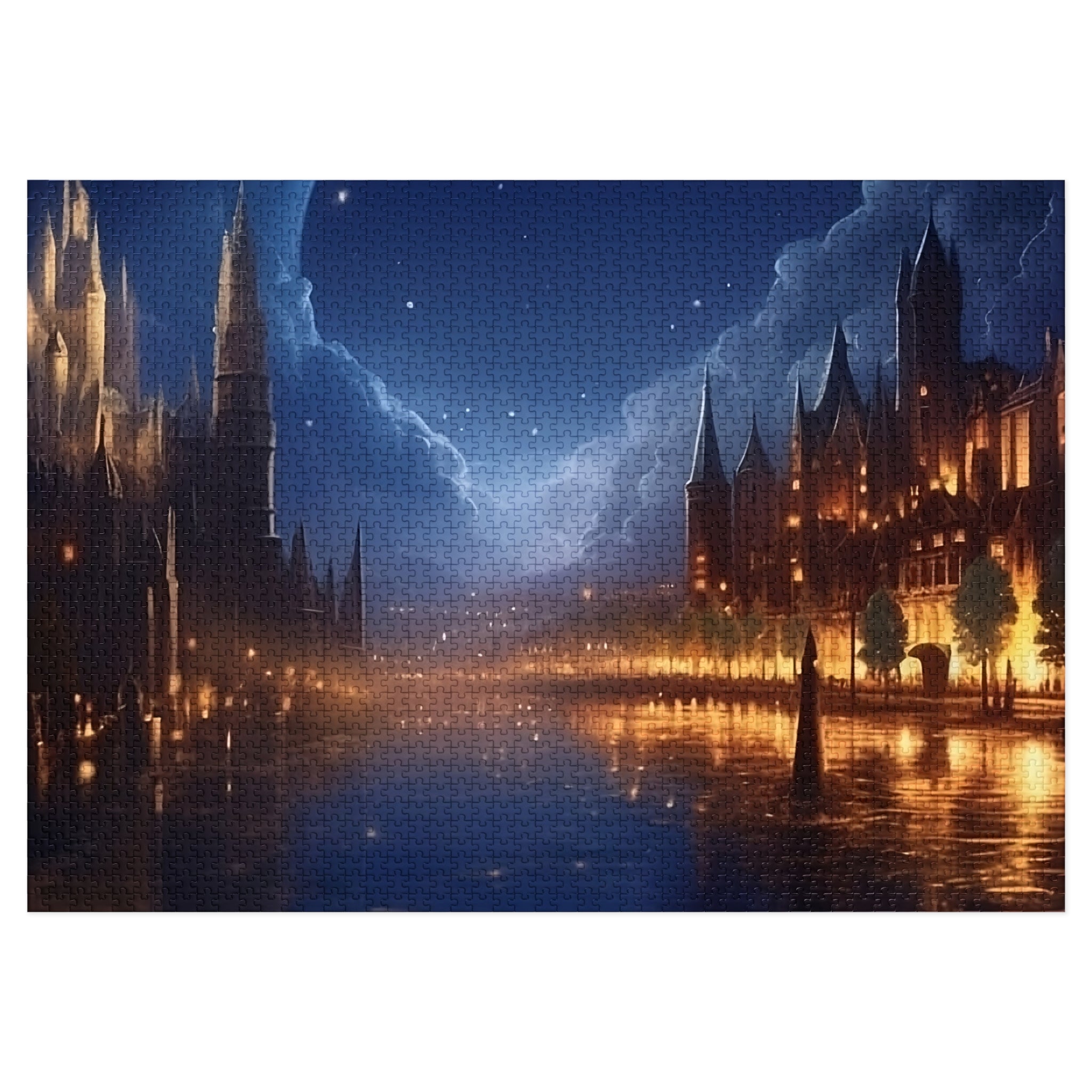 Moonlit Castle City Jigsaw Puzzle Enchanted Night Fantasy Puzzle for Adults & Cozy Gift Idea