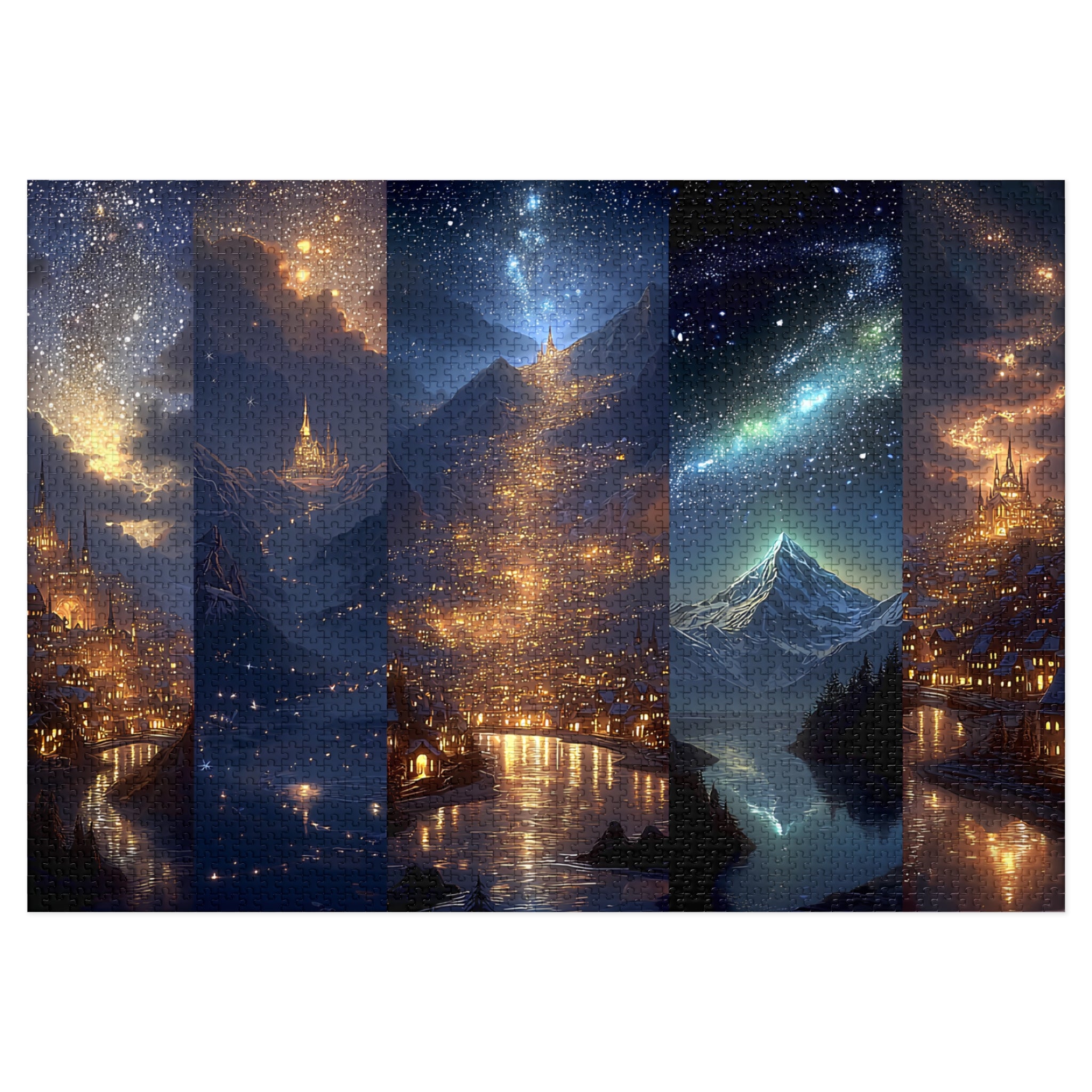 Scenes of Starlit Cities Fantasy Jigsaw Puzzle | Magical Night Sky Puzzle Gift for Adults & Teens