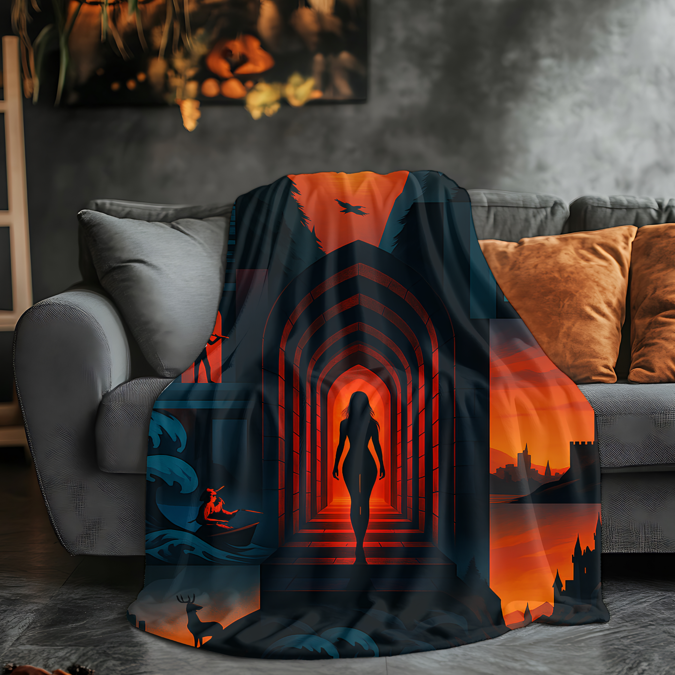 Throne of Glass inspired fleece throw for bedroom decor,
cozy fandom blanket inspired by Aelin Galathynius legend,
soft fantasy throw inspired by Kingdom of Ash series
