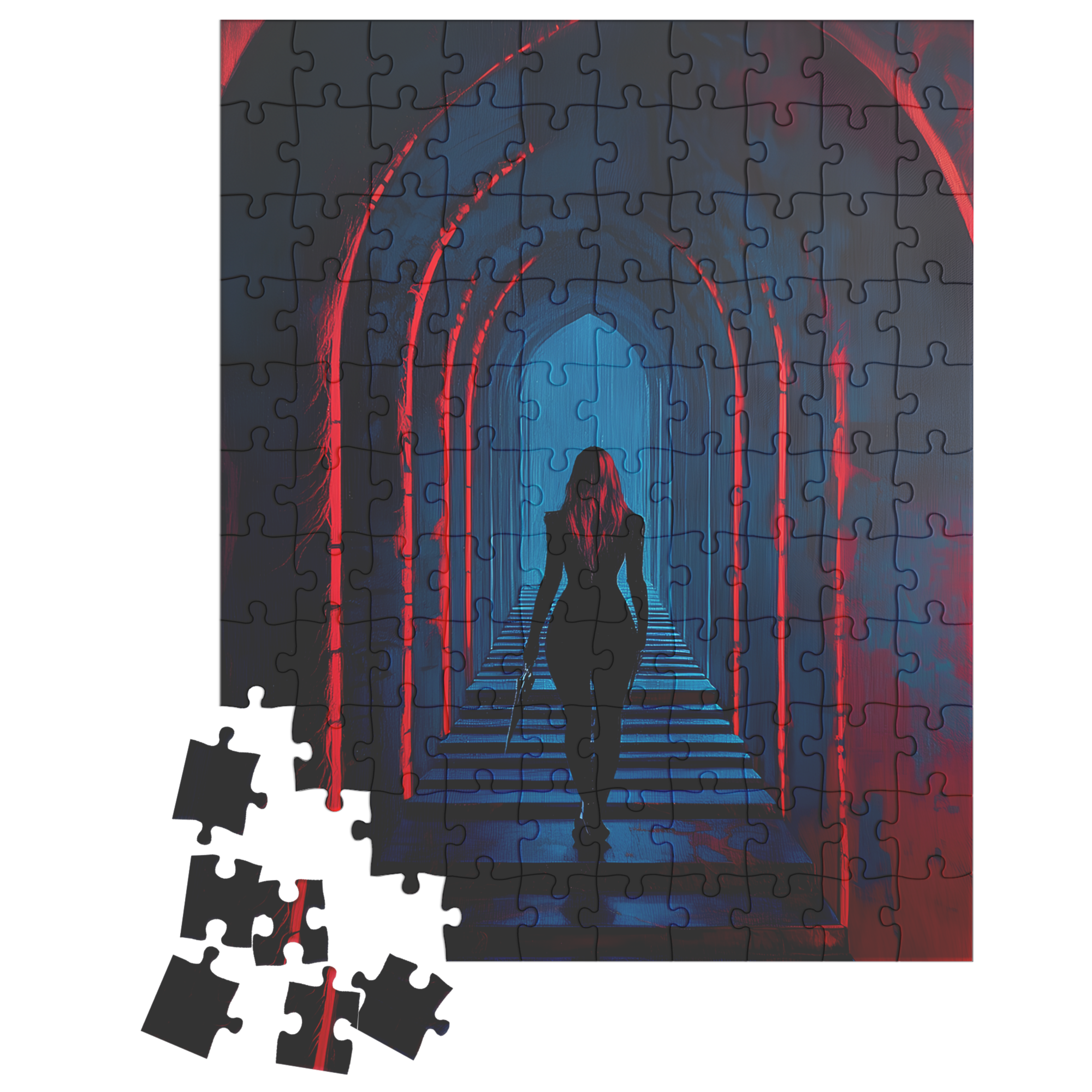 Mystery Woman Gothic Hallway Jigsaw Puzzle Dark Fantasy Aesthetic Puzzle for Adults & Gifts