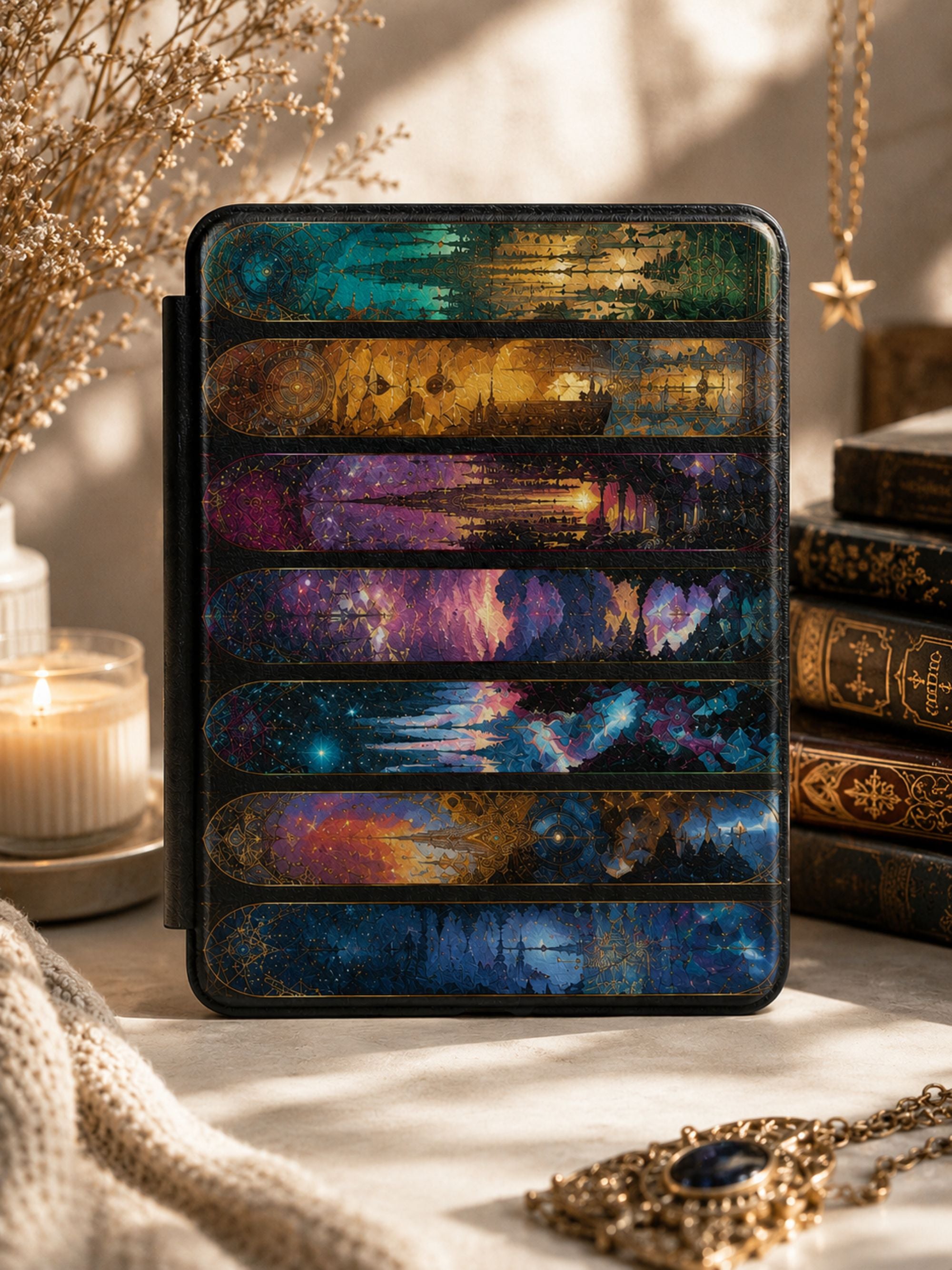 Scenes of Throne of Glass Kindle Case Paperwhite Colorsoft | Romantasy Stained-Glass Fantasy Cover
