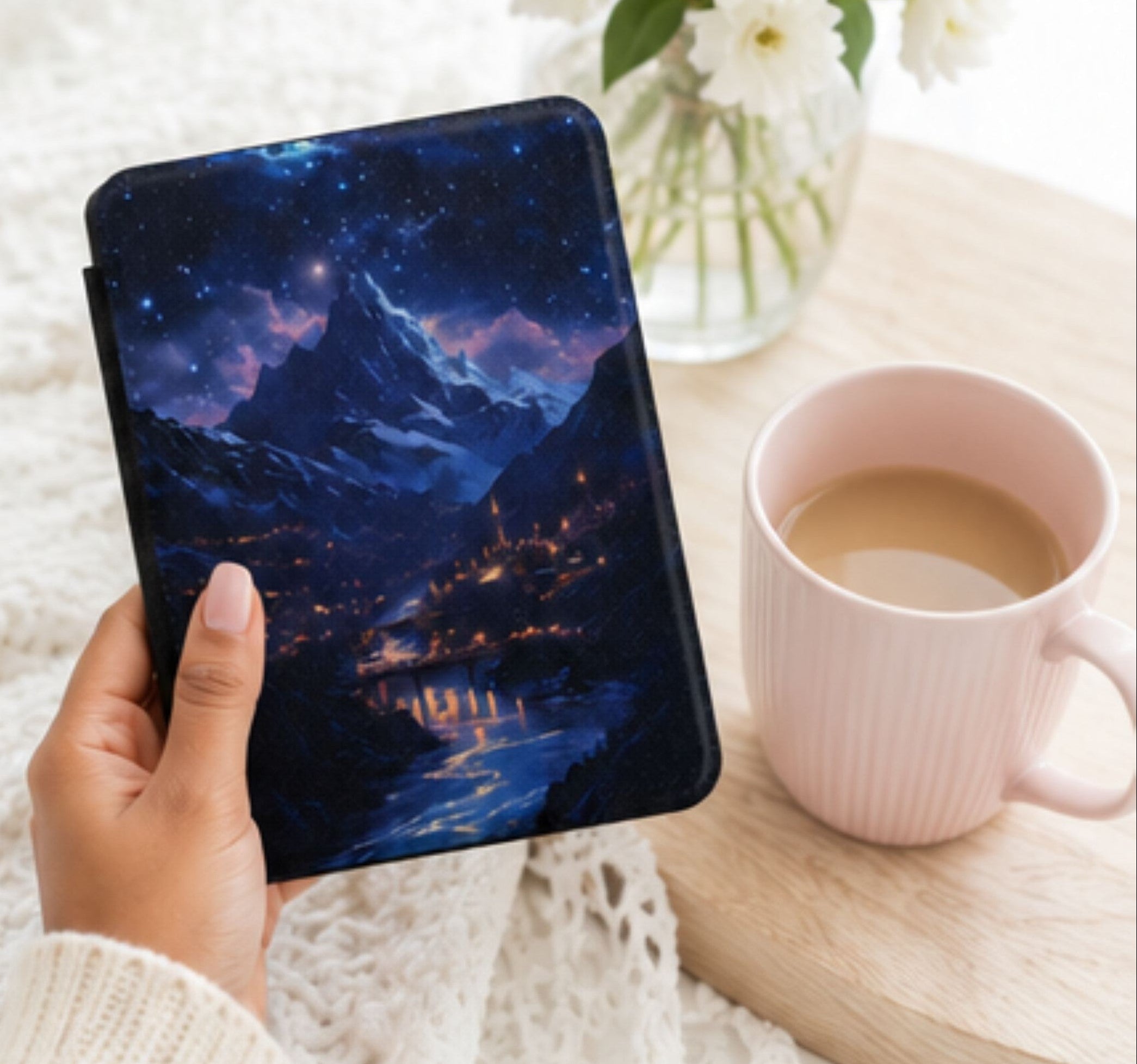 ACOTAR Ramiel Kindle Paperwhite Colorsoft Case, Velaris Starry Mountain Night Court Cover