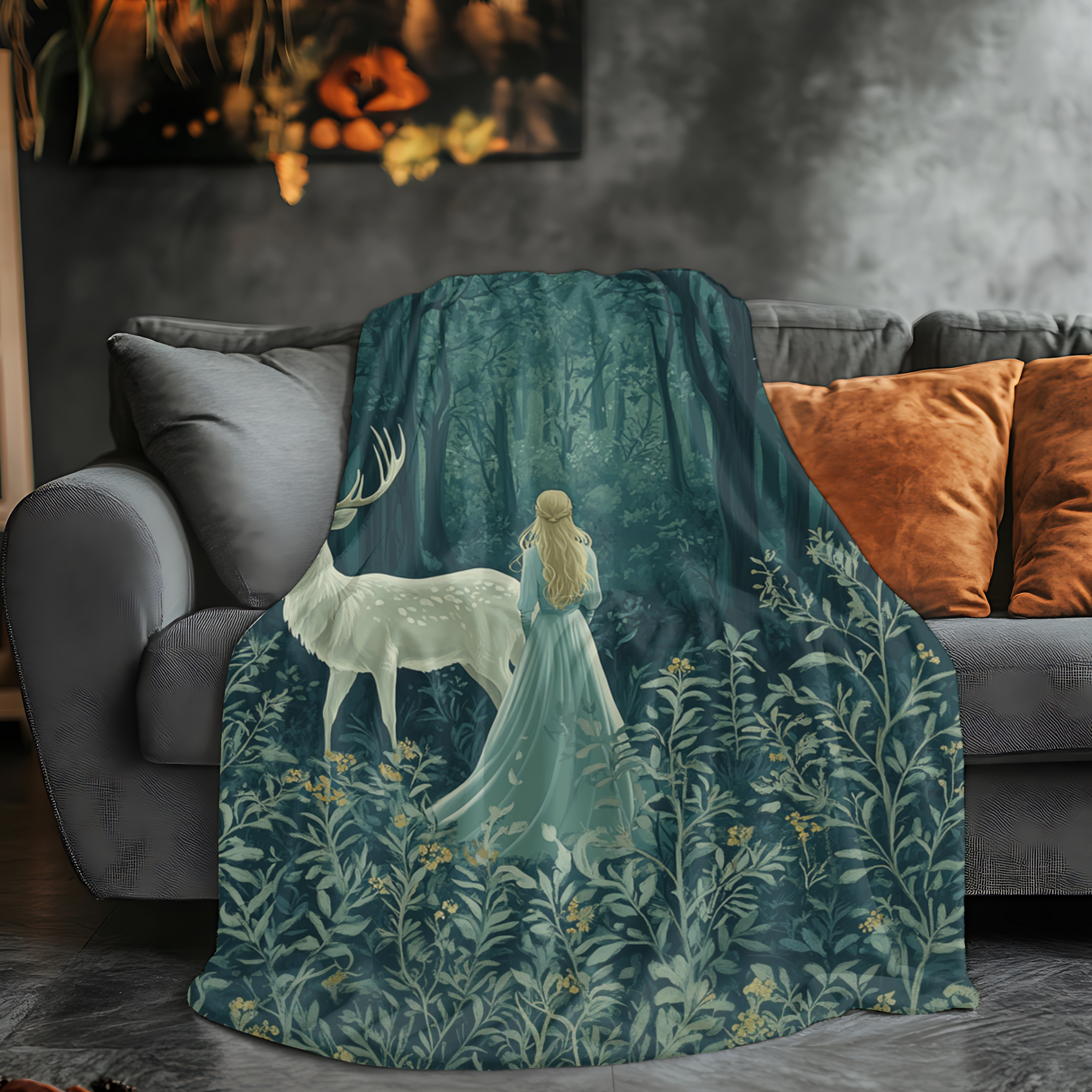 Enchanted Forest Blanket Cozy Fairytale Throw for Readers & Book Lovers | Fantasy Woodland Home Gift