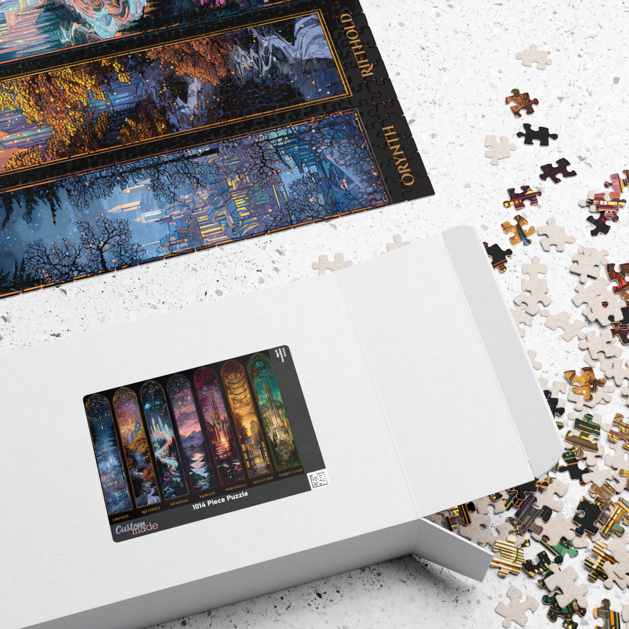 Bookish collectible jigsaw puzzle for fantasy fans, Scenes of Throne of Glass fantasy jigsaw puzzle featuring iconic cities,