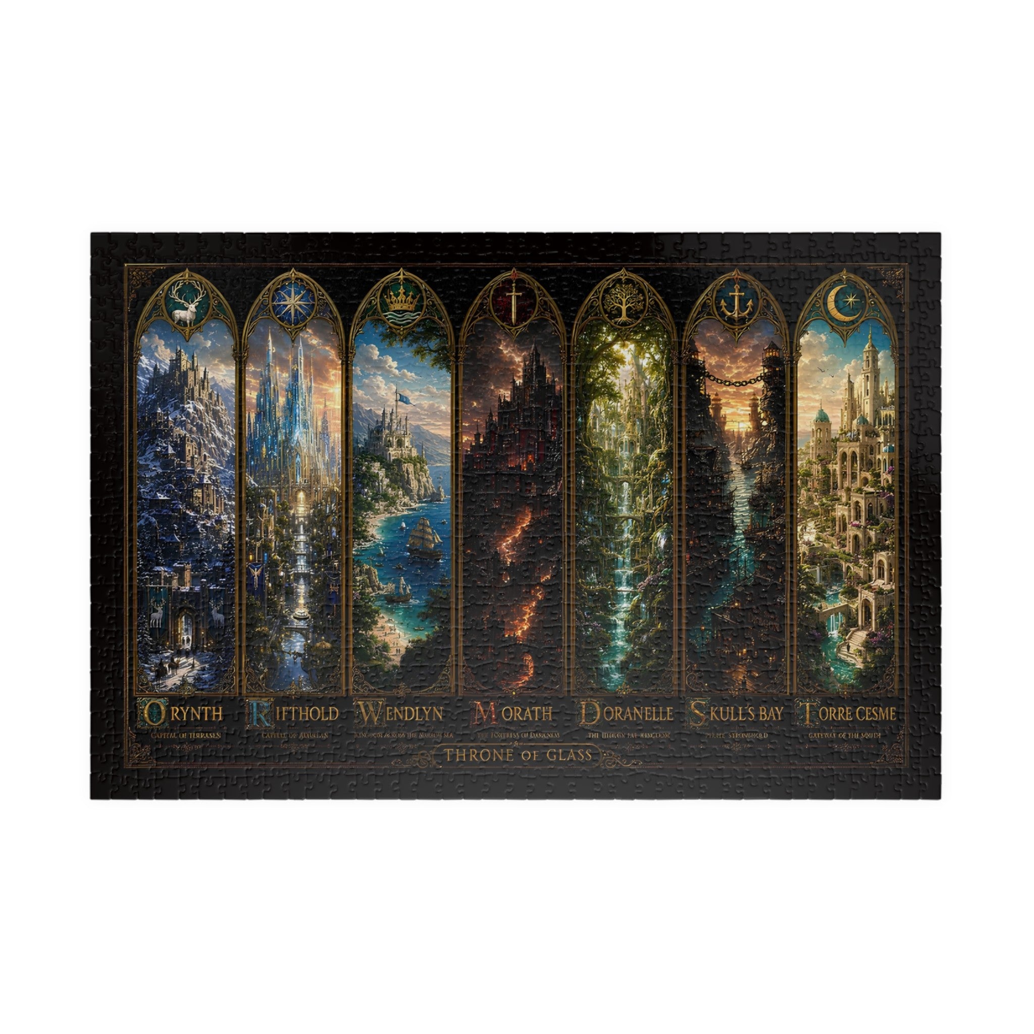 Throne of Glass Fantasy Cities Puzzle | Cozy Bookish Decor Gift for Readers