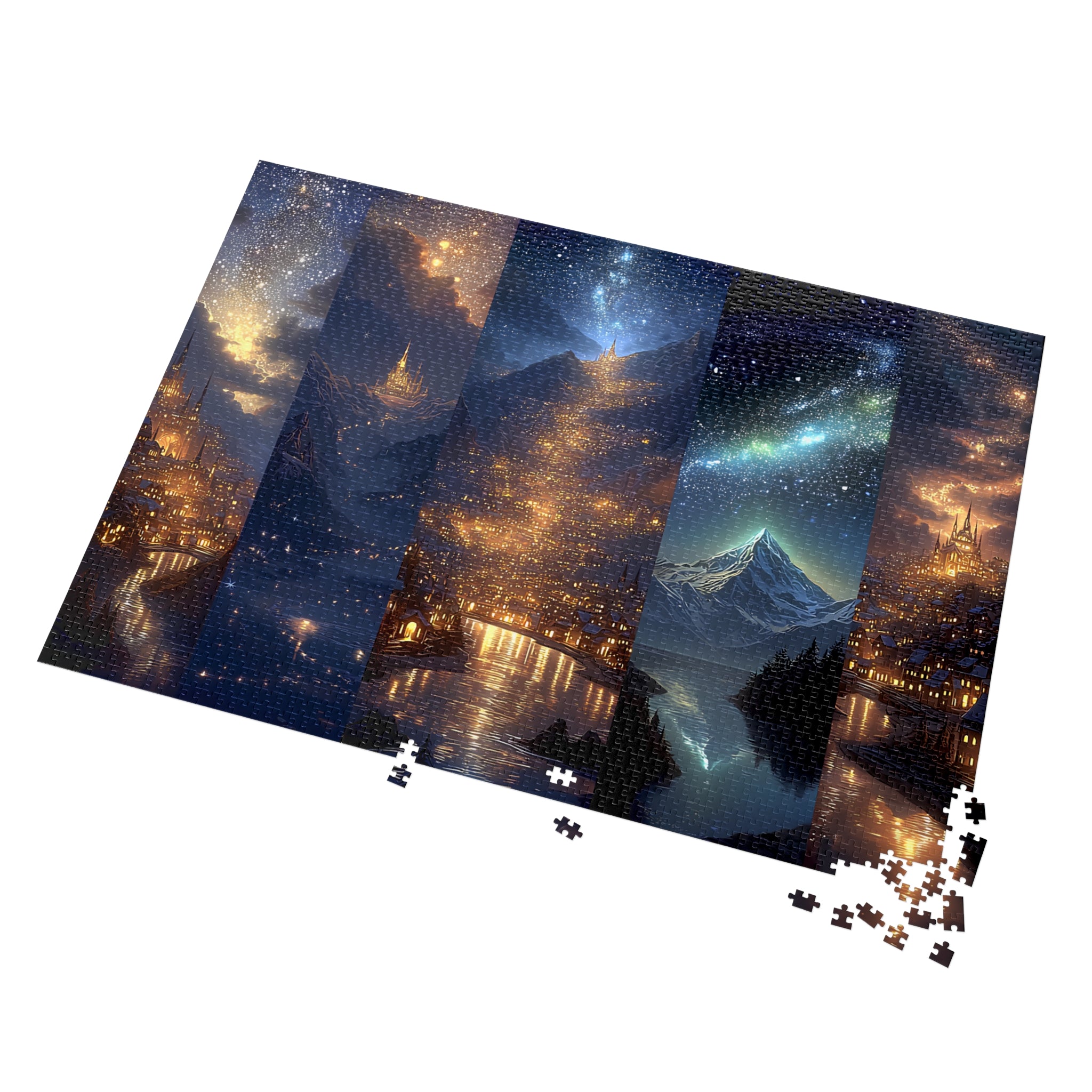 Scenes of Starlit Cities Fantasy Jigsaw Puzzle | Magical Night Sky Puzzle Gift for Adults & Teens