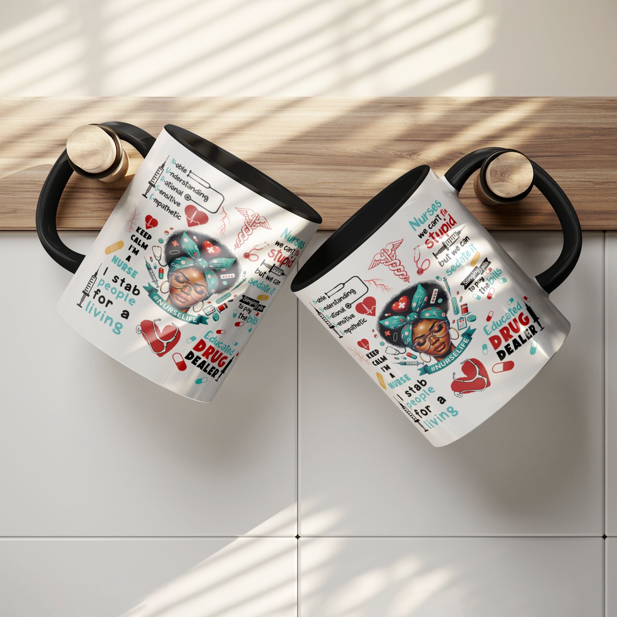 Funny Nurse Life 11 and 15oz Coffee Mug Medical Humor Gift for RN LPN CNA Students & Healthcare Workers