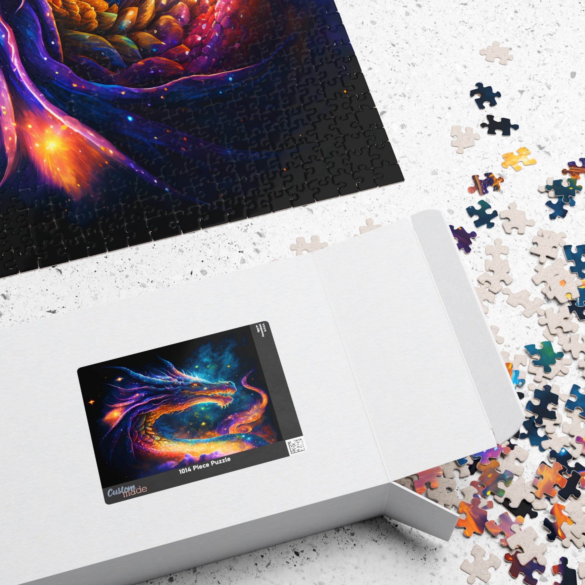 Cosmic Dragon Jigsaw Puzzle Vibrant Galaxy Fantasy Art for Adults, Mystical Dragon Lover Gift