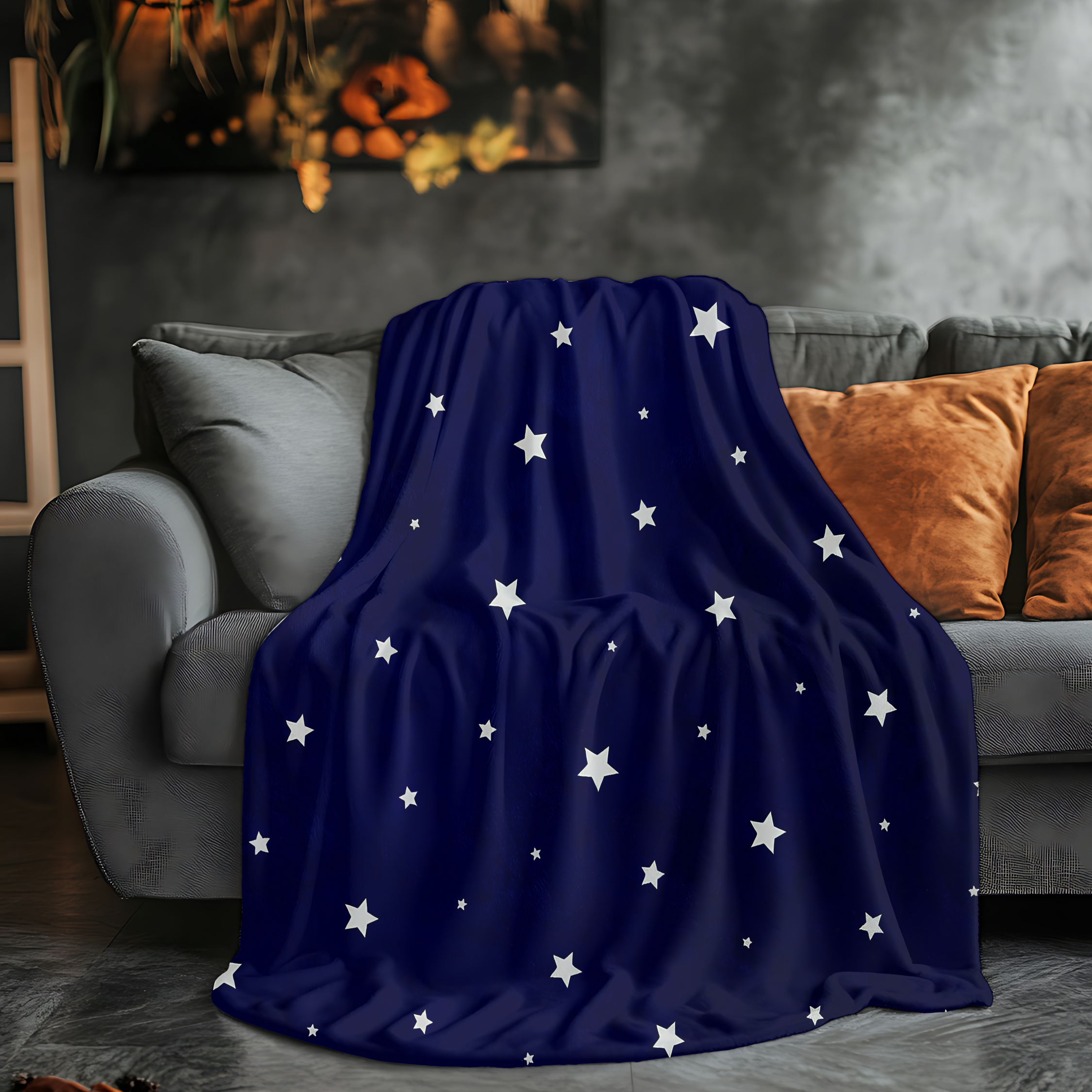 Starry Night Sky Microfiber Blanket | Cozy Navy Celestial Throw for Bedroom or Reading Nook