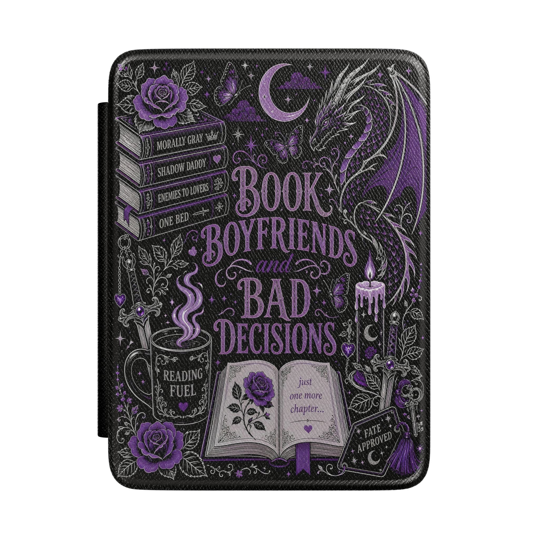 Graphic overlay listing Kindle Paperwhite and Colorsoft compatibility over a close-up of the dragon design