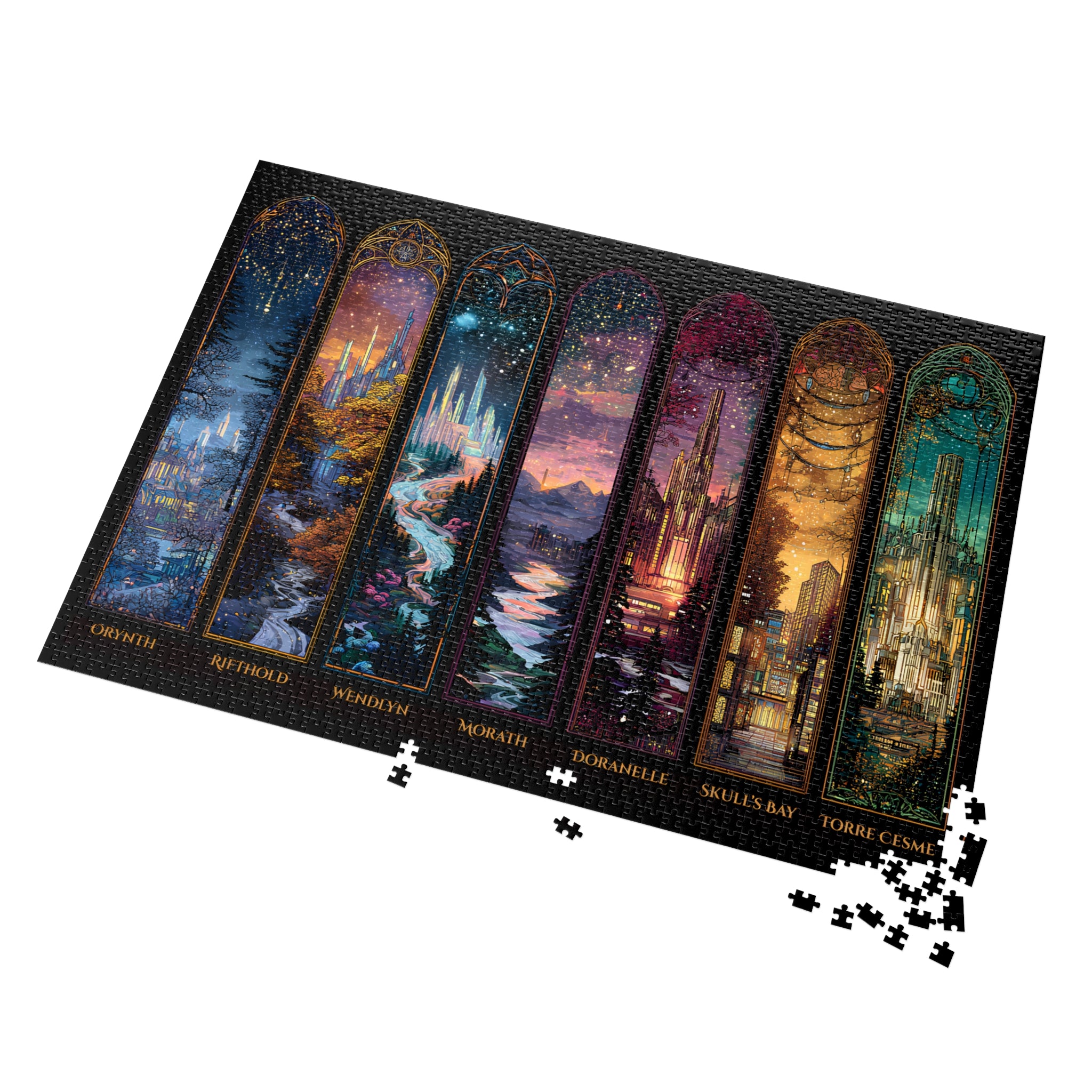 Fantasy jigsaw puzzle with gift-ready box and art design,
Cozy weekend fandom puzzle activity for book lovers,