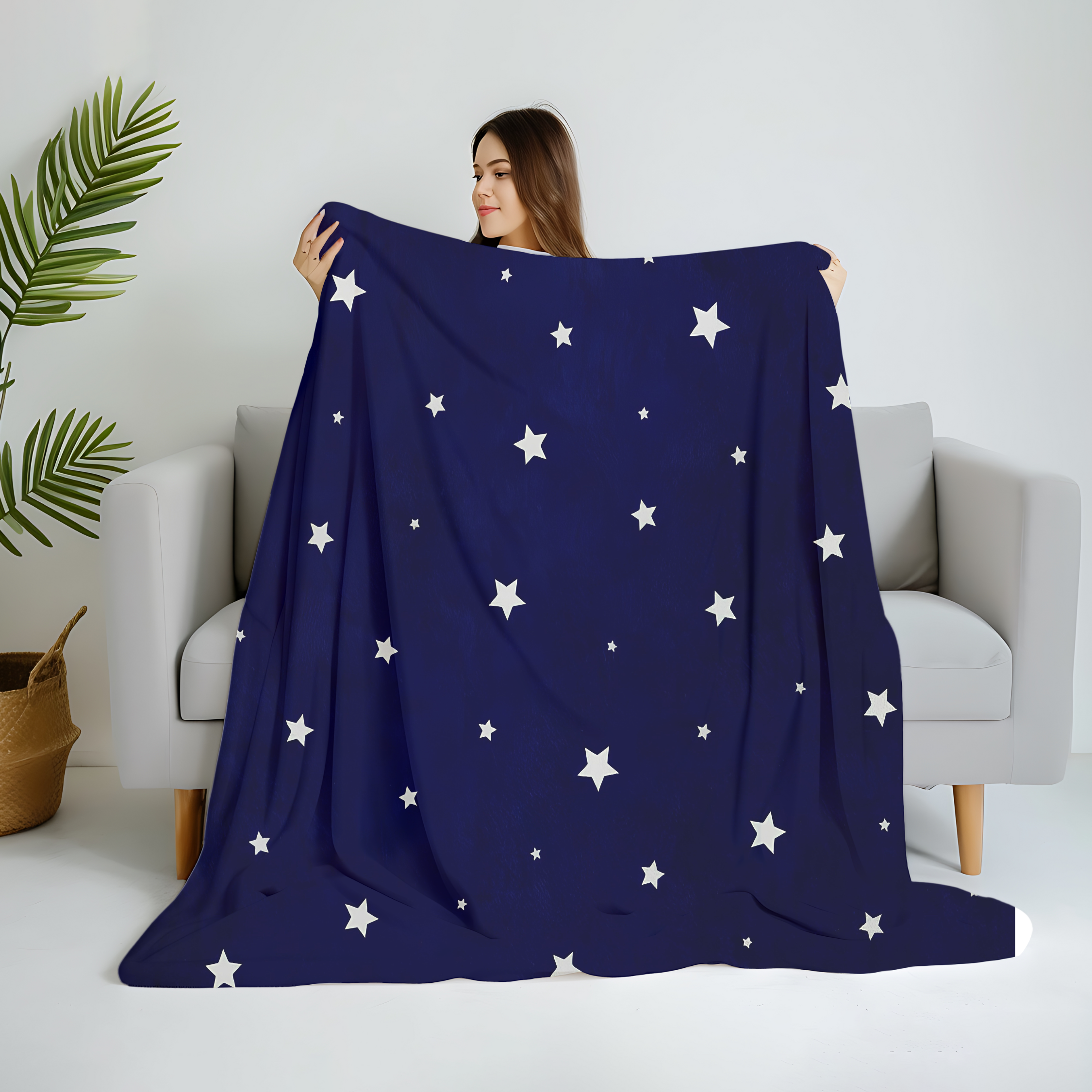 Starry Night Sky Microfiber Blanket | Cozy Navy Celestial Throw for Bedroom or Reading Nook