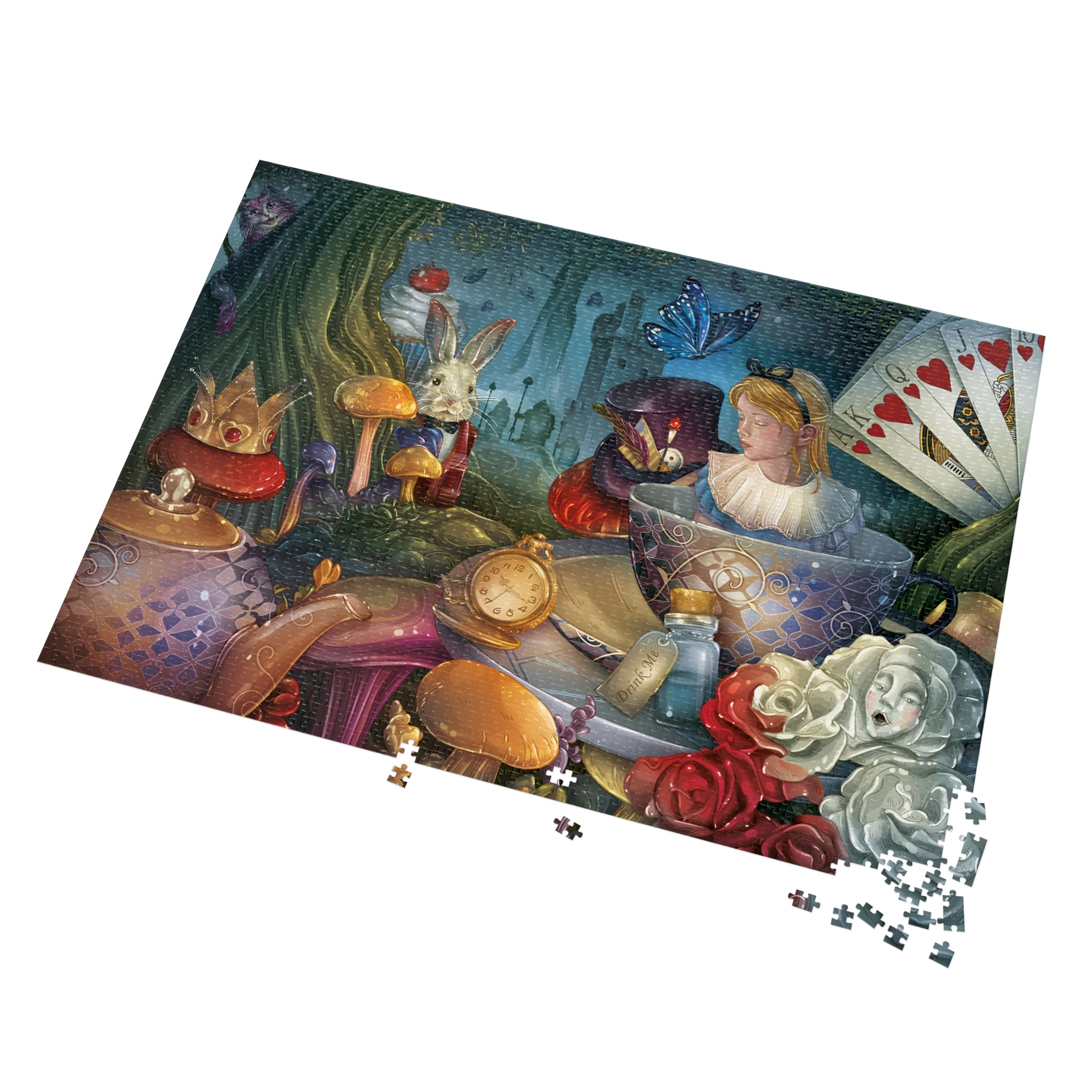 Whimsical Alice in Wonderland Tea Party Puzzle for Adults | Fantasy Storybook Jigsaw Gift