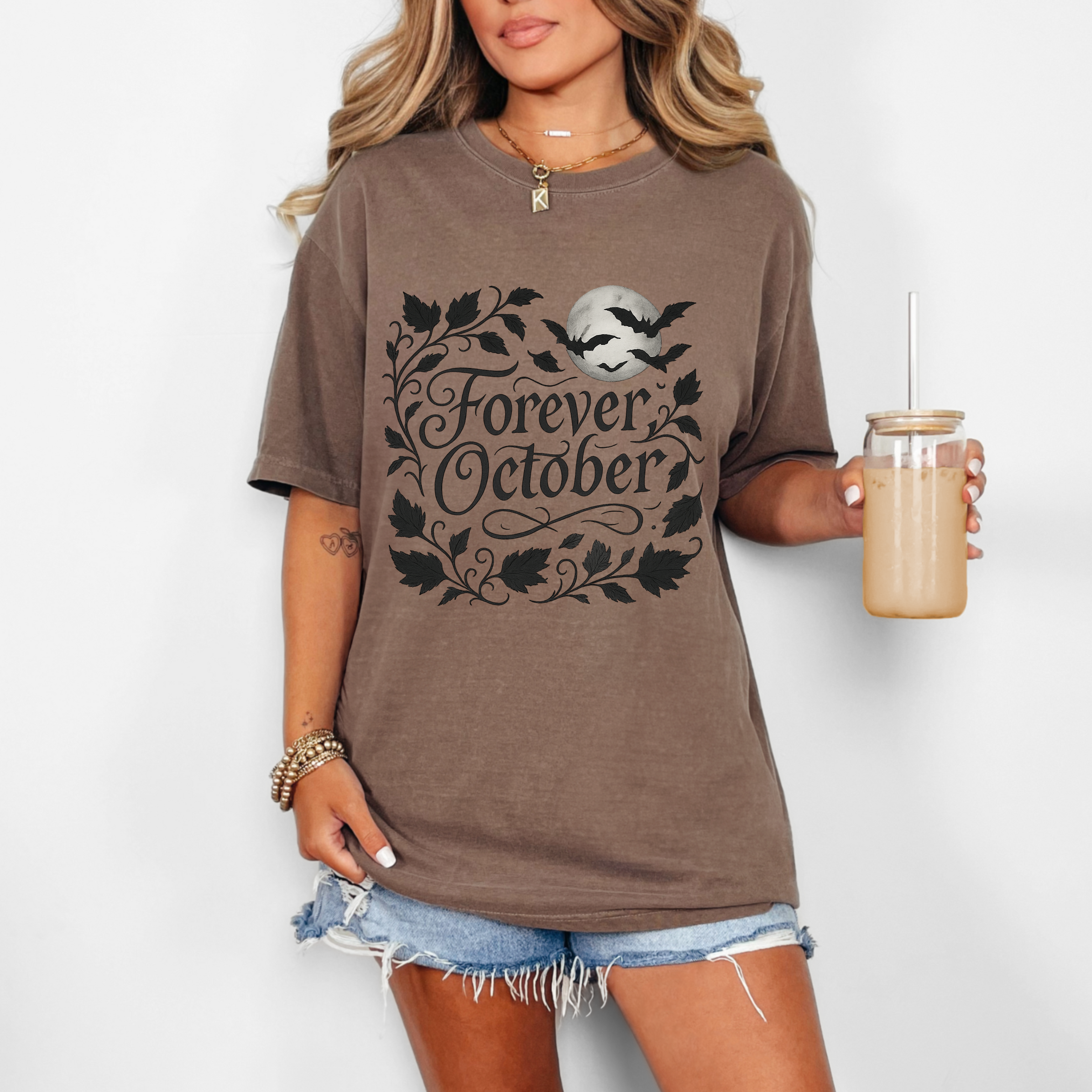 Forever October Comfort Colors Tee Cozy Gothic Fall Shirt for Halloween Lovers & Autumn Vibes