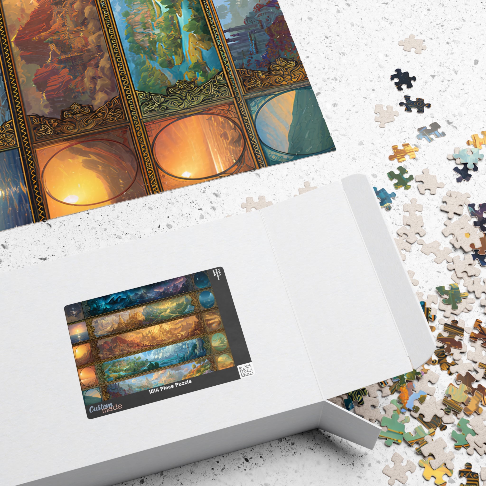 Fantasy Realms Puzzle 7 Court Elemental Jigsaw with Castles, Whimsical Magical Gift for Book Lovers