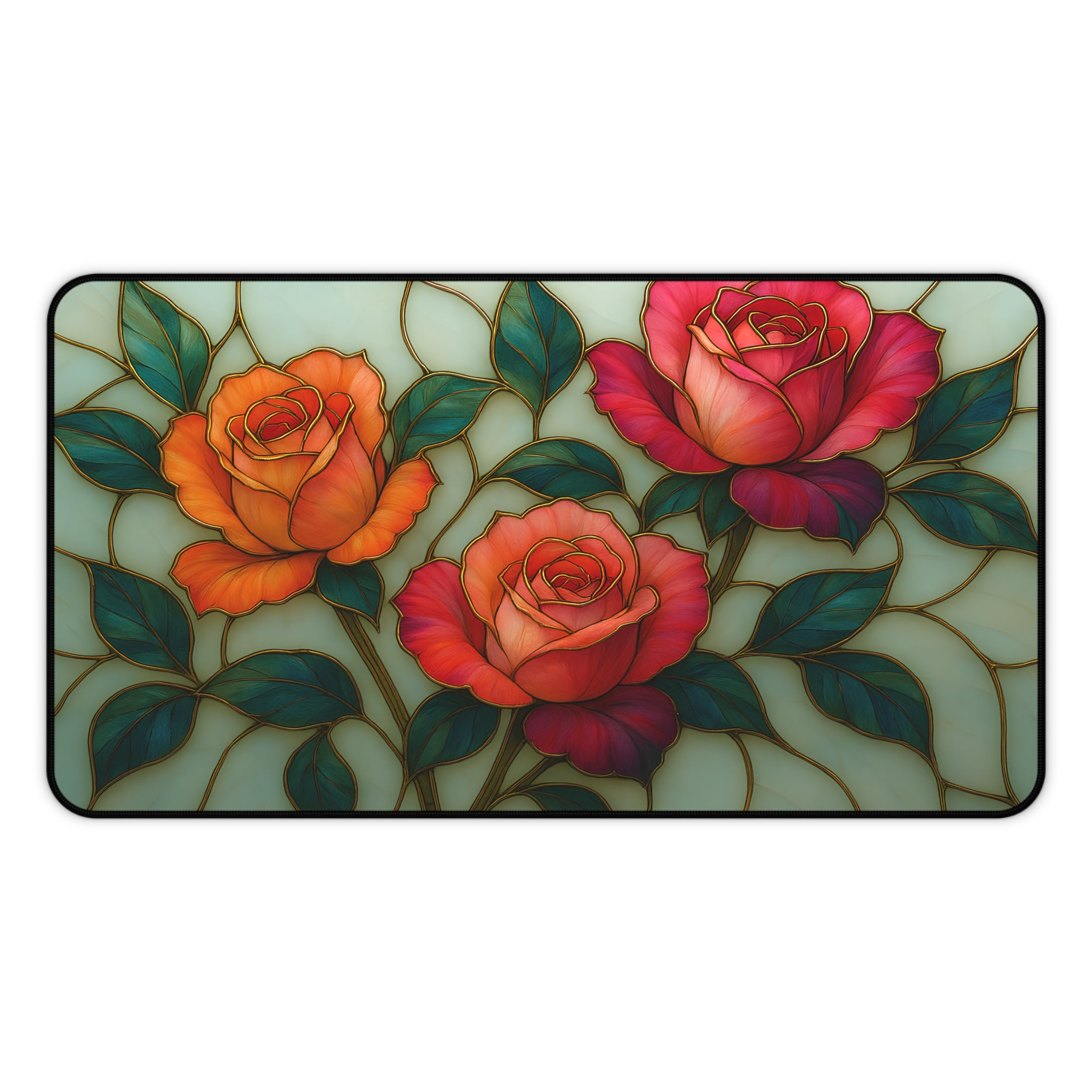 aesthetic desk mat for office decor, large wildflower computer accessory