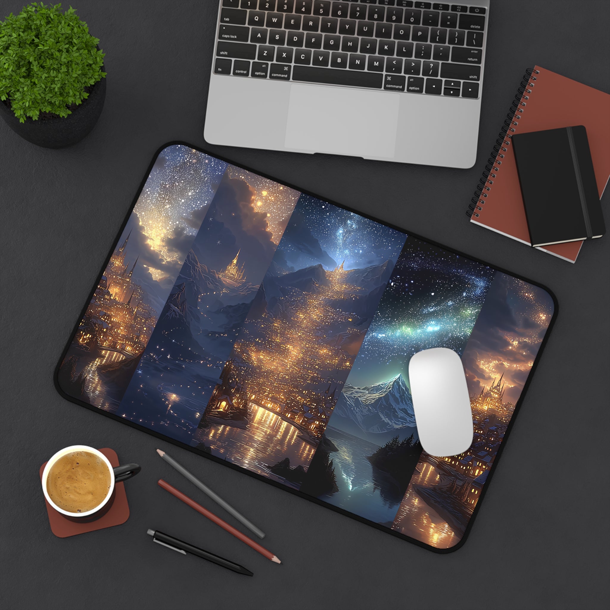 Scenes of Velaris Desk Mat | Fantasy Starry City Nightscape Gaming Mouse Pad Bookish Desk Decor