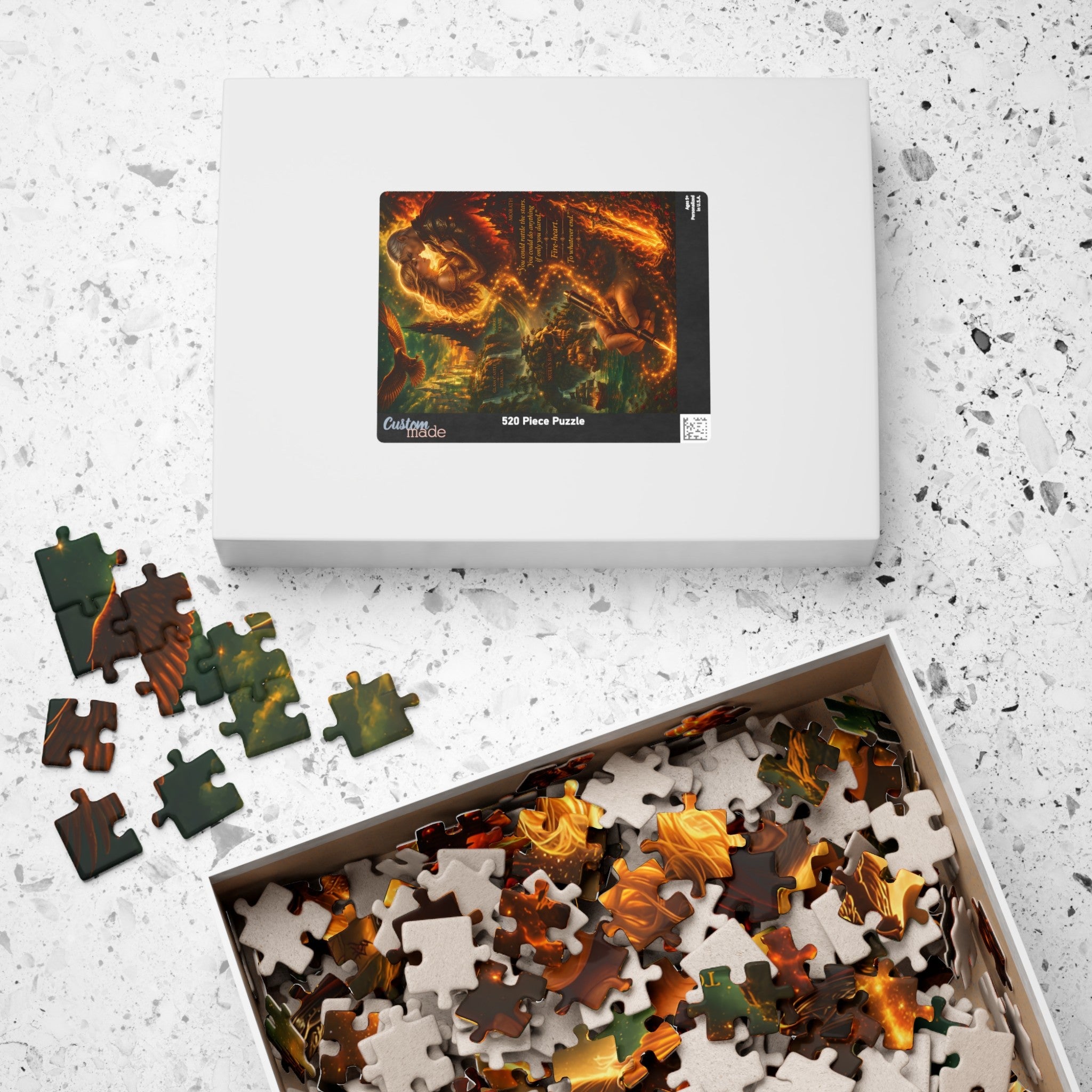 Aelin and Rowan Fantasy Fireheart Lovers Puzzle – Dramatic Romantic Castle Art Jigsaw for Adults