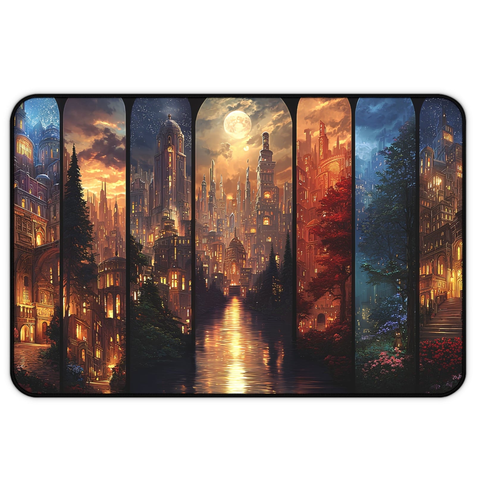 Crescent City inspired office decor mouse pad, magical nightscape fantasy desk mat gift, dreamy oversized desk mat for book lovers,