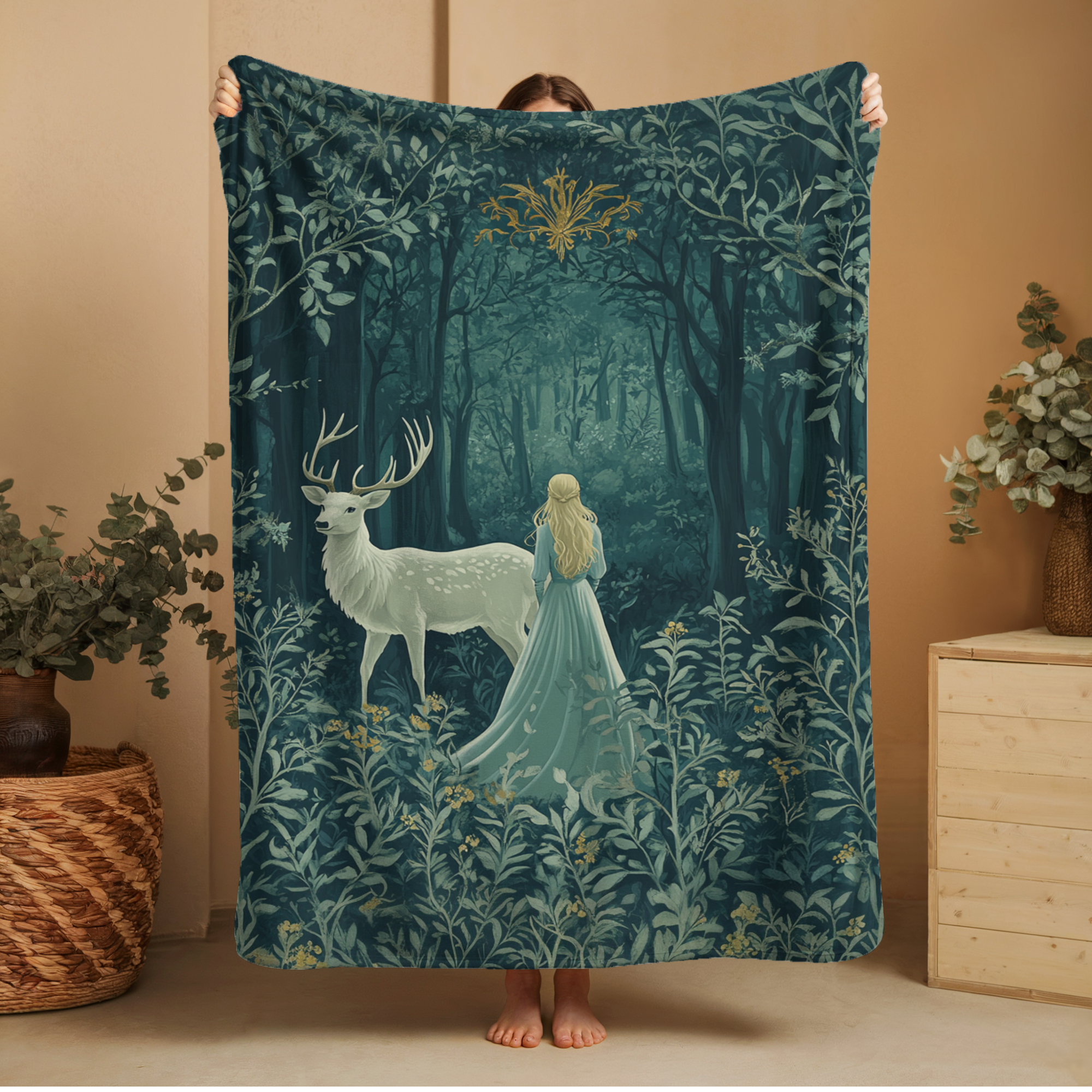 Enchanted Forest Blanket Cozy Fairytale Throw for Readers & Book Lovers | Fantasy Woodland Home Gift