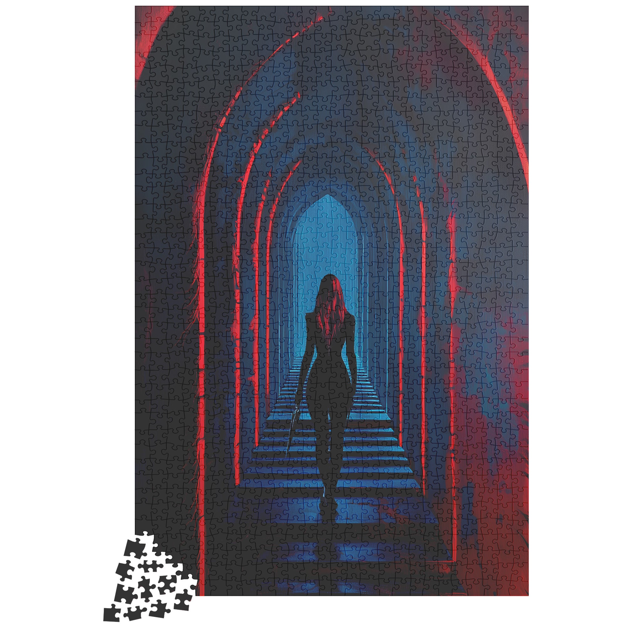 Mystery Woman Gothic Hallway Jigsaw Puzzle Dark Fantasy Aesthetic Puzzle for Adults & Gifts
