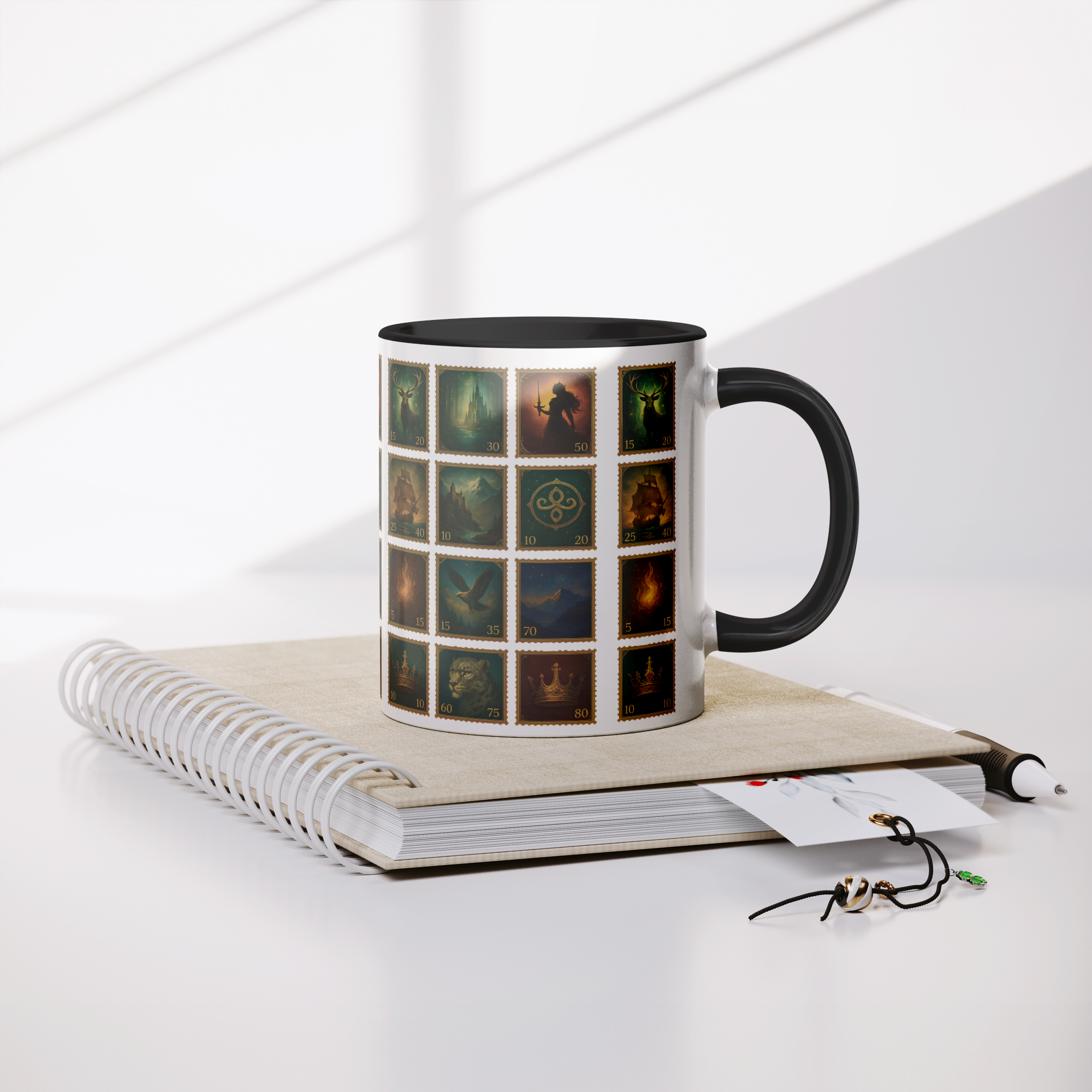 fantasy collage coffee mug inspired by Throne of Glass aesthetic, Throne of Glass mug with cozy bookish fantasy design, reader coffee mug inspired by Throne of Glass universe